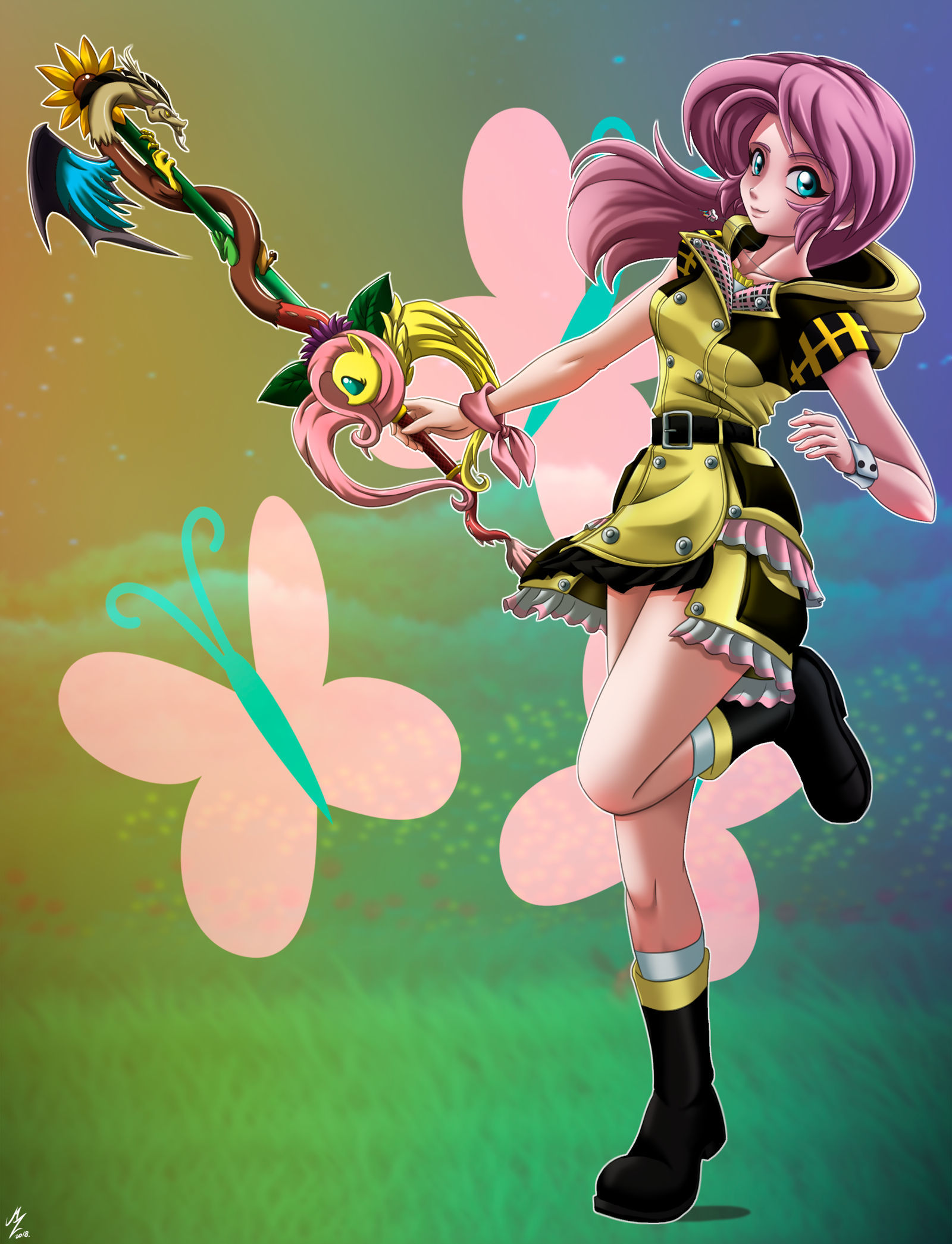 Fluttershy - My Little Pony, Fluttershy, Хуманизация, Кроссовер, Kingdom Hearts, Mauroz