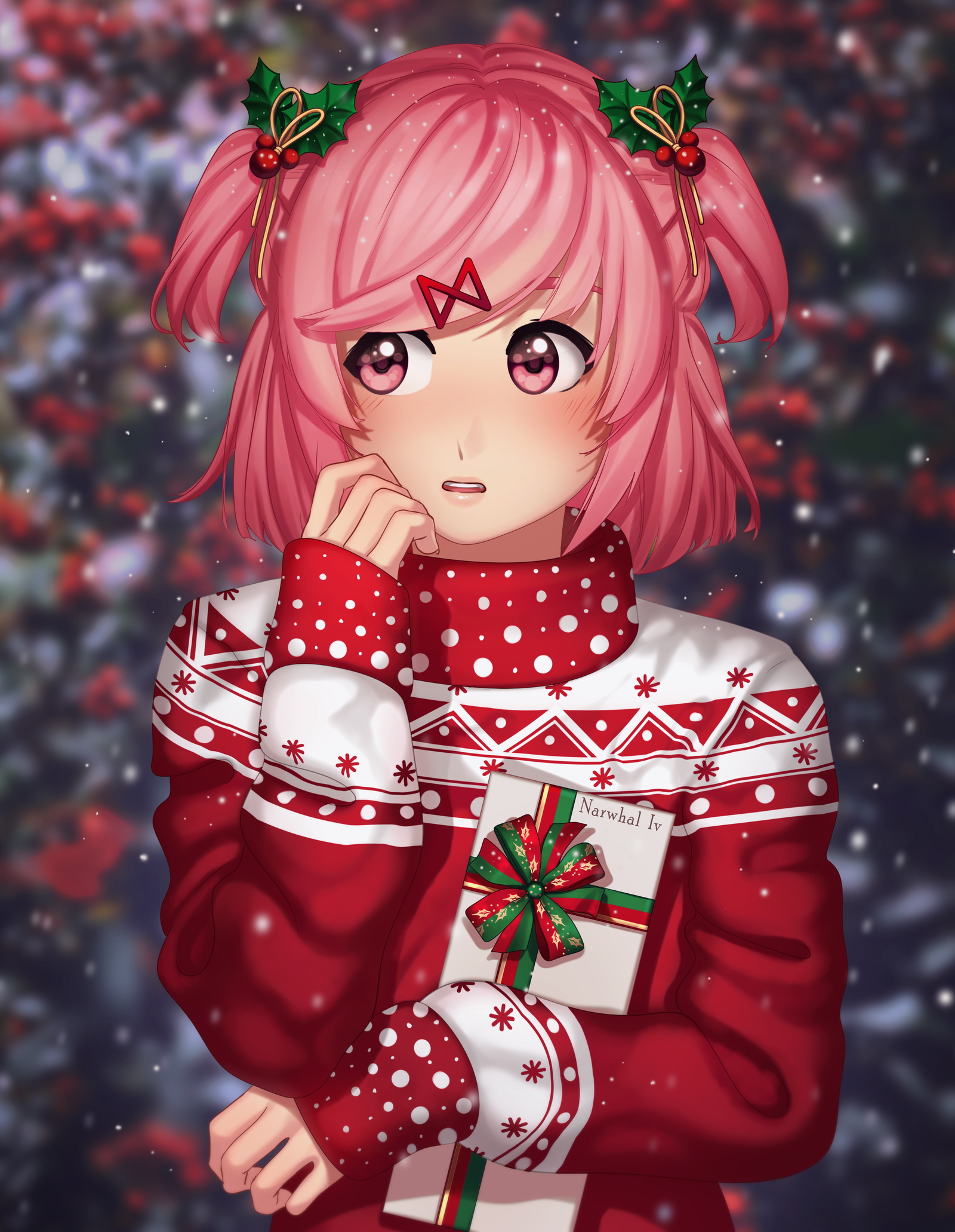 — Ох, спасибо... - Моё, Anime Art, Natsuki, Doki Doki Literature Club, Визуальная новелла