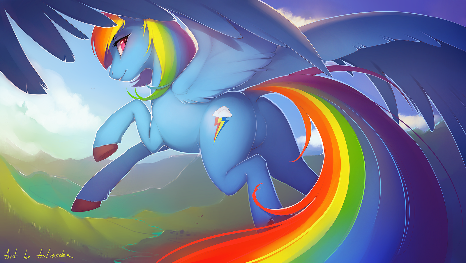 Beyond the Sky - My little pony, PonyArt, Rainbow dash, Antiander