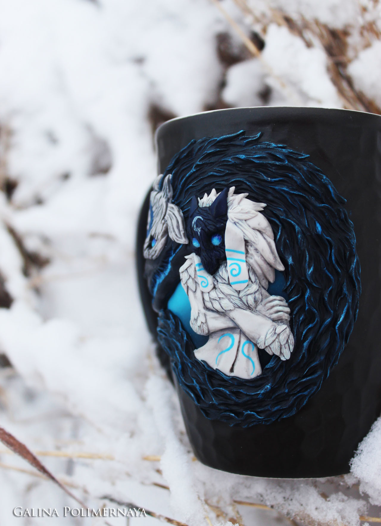 Birth Kindred from League of Legends - My, , Kindred, League of legends, Кружки, Polymer clay, Needlework with process, Handmade, Handmade, Longpost, Mug with decor