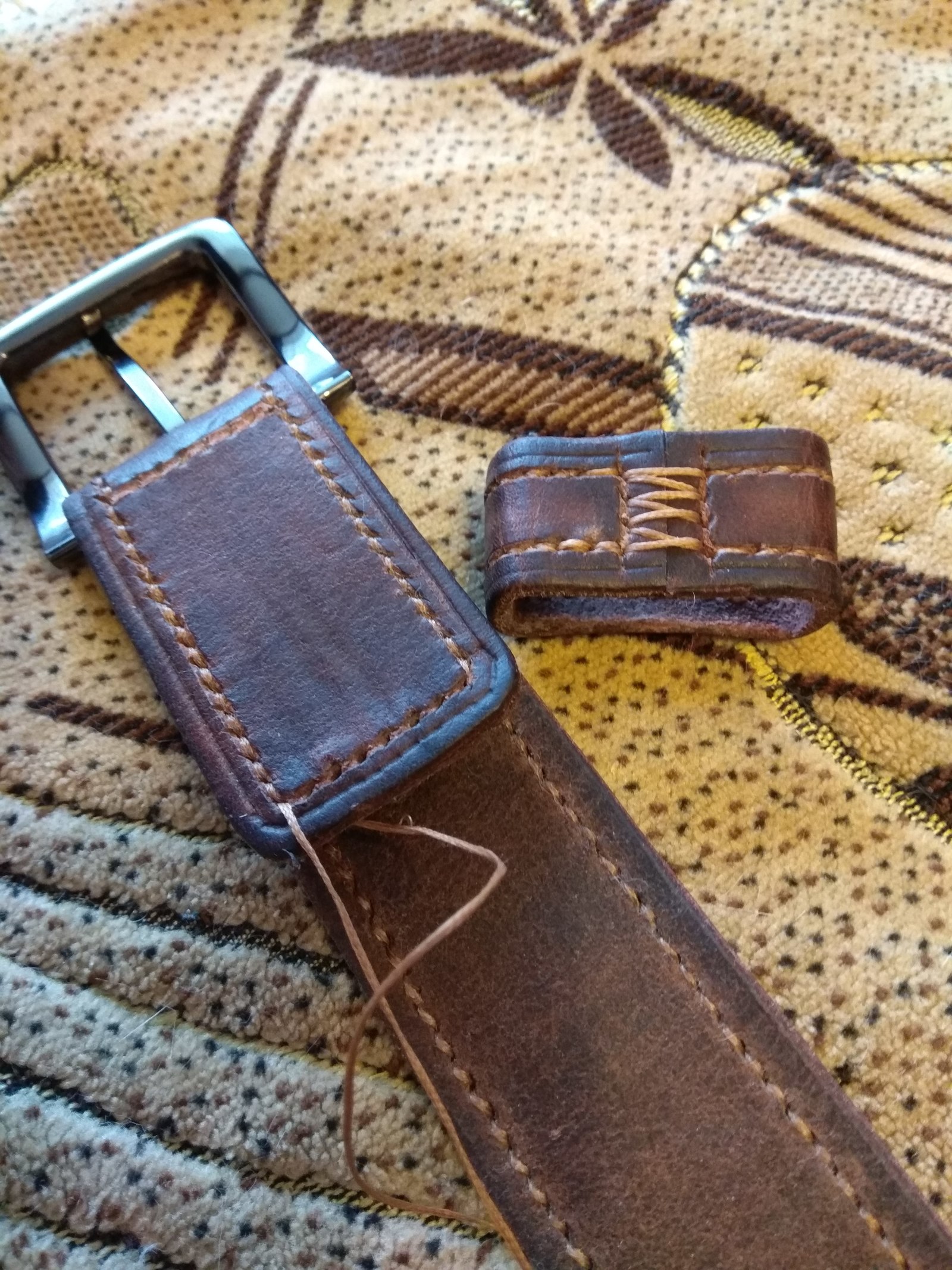 My first handmade leather belt - My, Belt, Handmade, Leather, Longpost