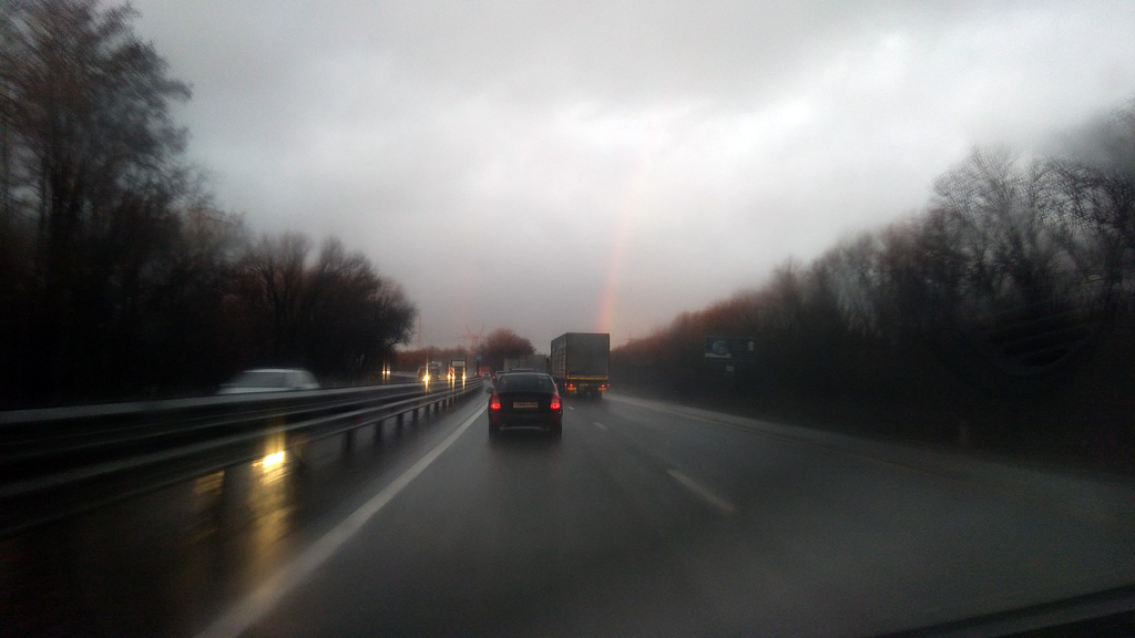 rainbow in december - My, Rainbow, Winter, Unusual, Left row