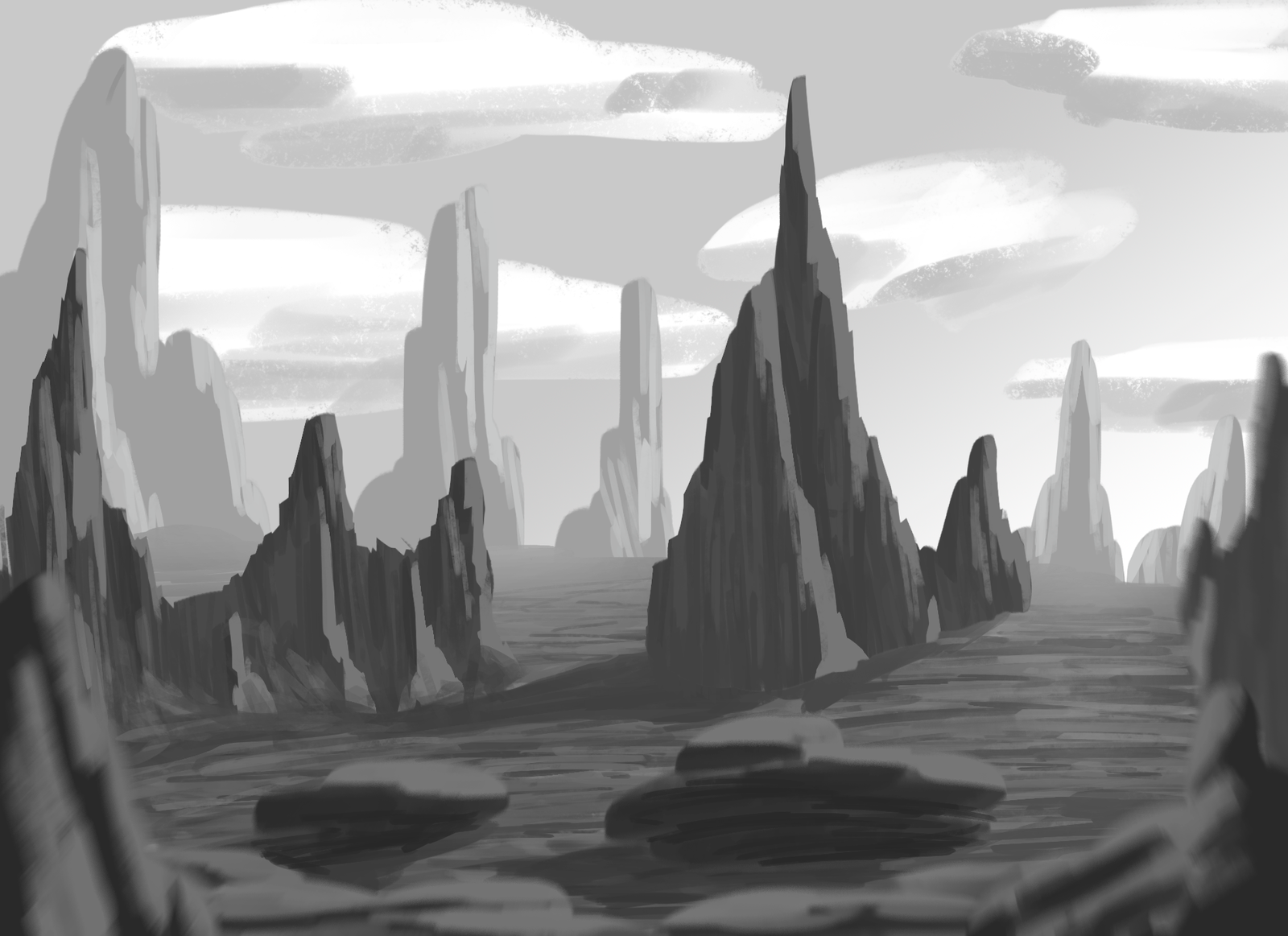 Sketch - My, Art, Landscape, Drawing, Digital drawing, The rocks, Desert