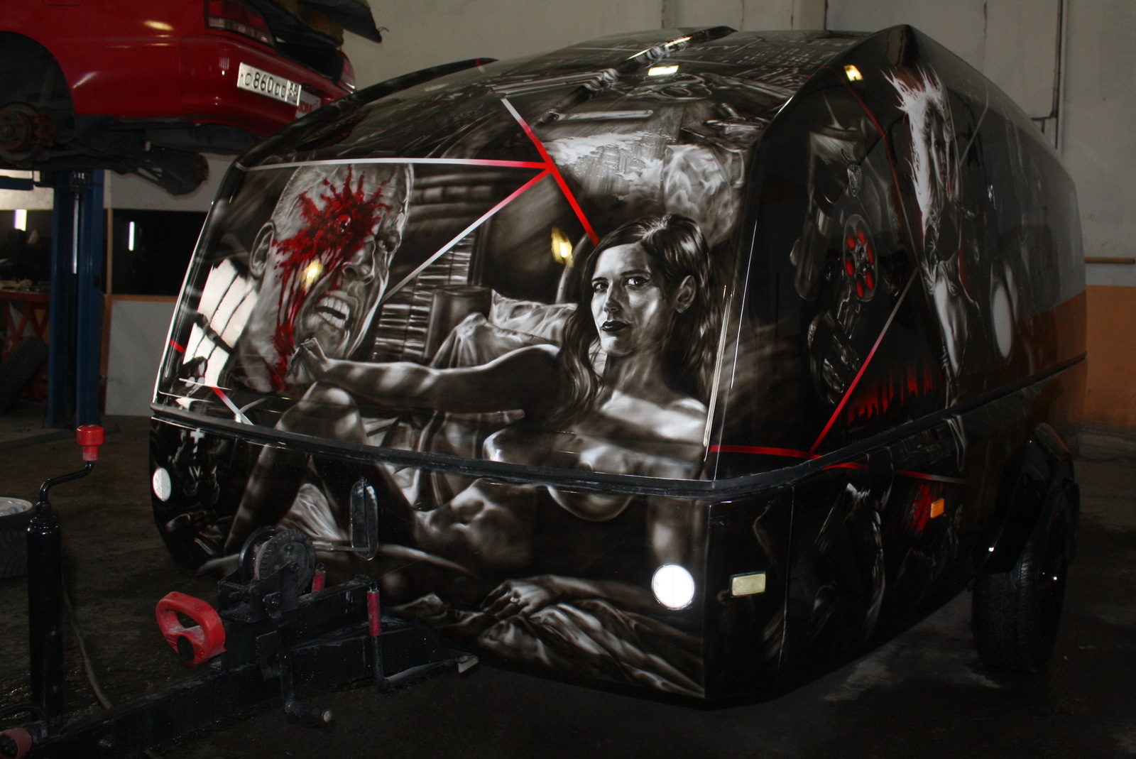 Trailer in the theme Sin City for a Tyumen motorcycle lover (many photos) - My, Airbrushing, Sin City, Longpost, Movies, Trailer, 