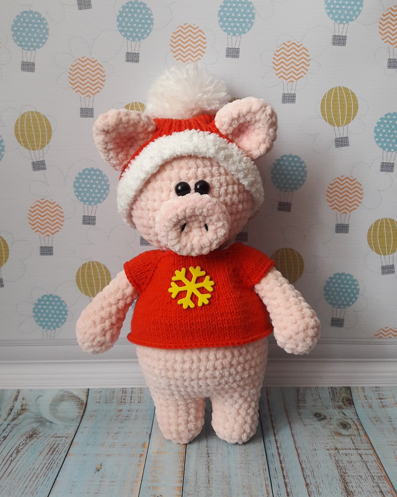 Piggy helper of Santa Claus) - My, Presents, Toys, New Year, Pig, Handmade, Knitting