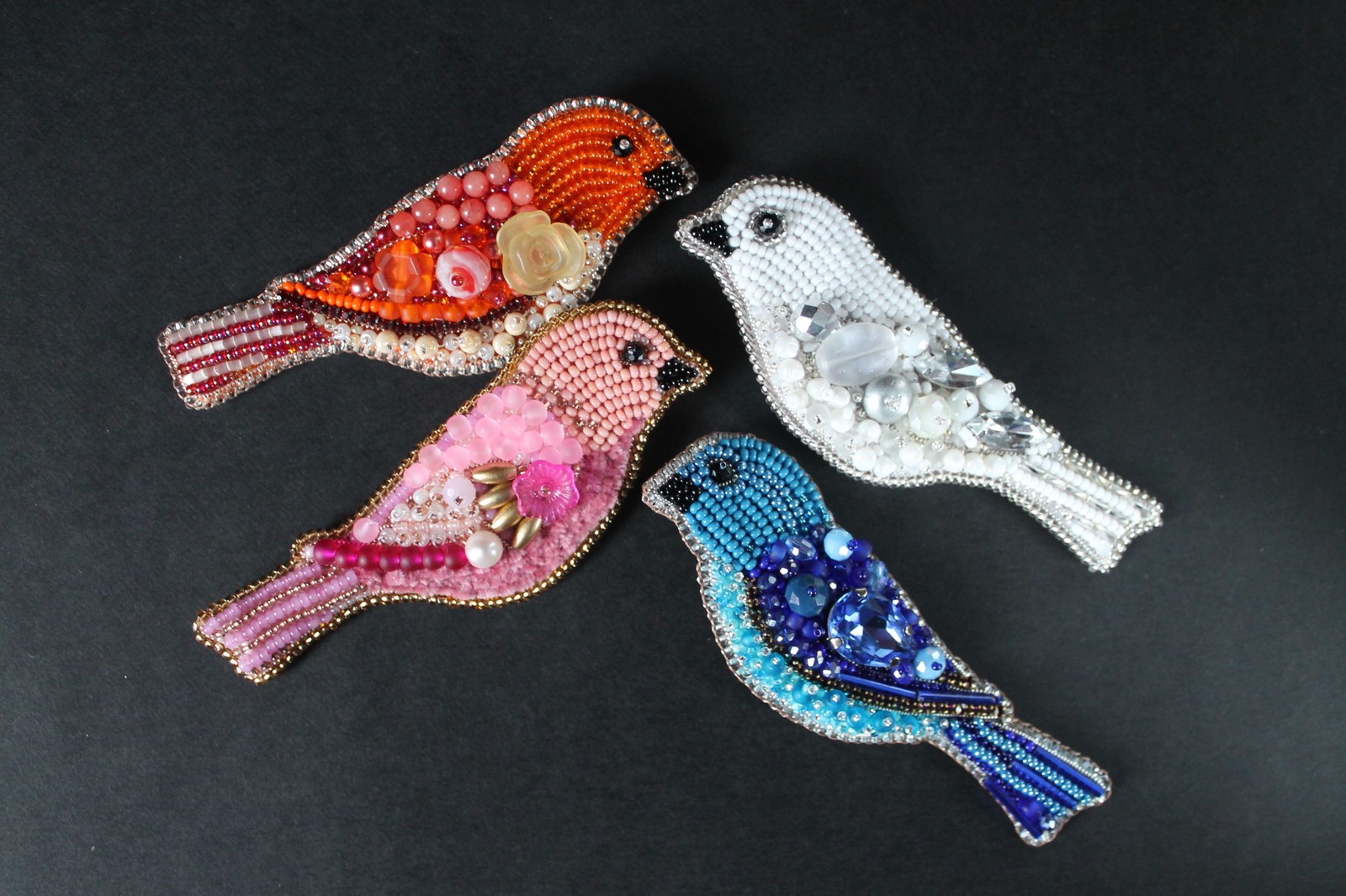 Birds and more - My, Hikupta, Brooch, Needlework without process, Kingfisher, Birds, Bow, Longpost