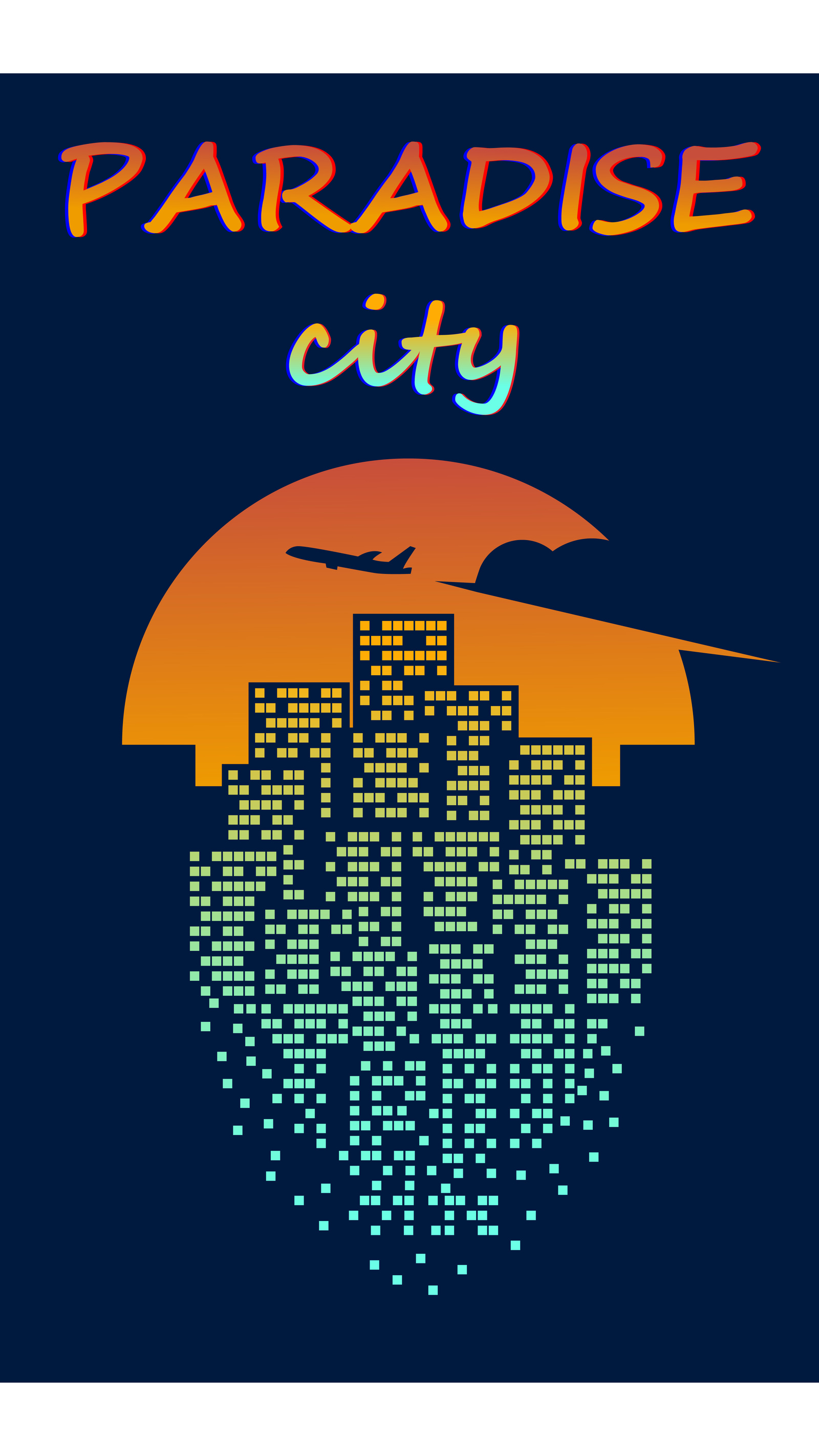 paradise city - My, Vector graphics, Town, Auto, Cadillac, Longpost