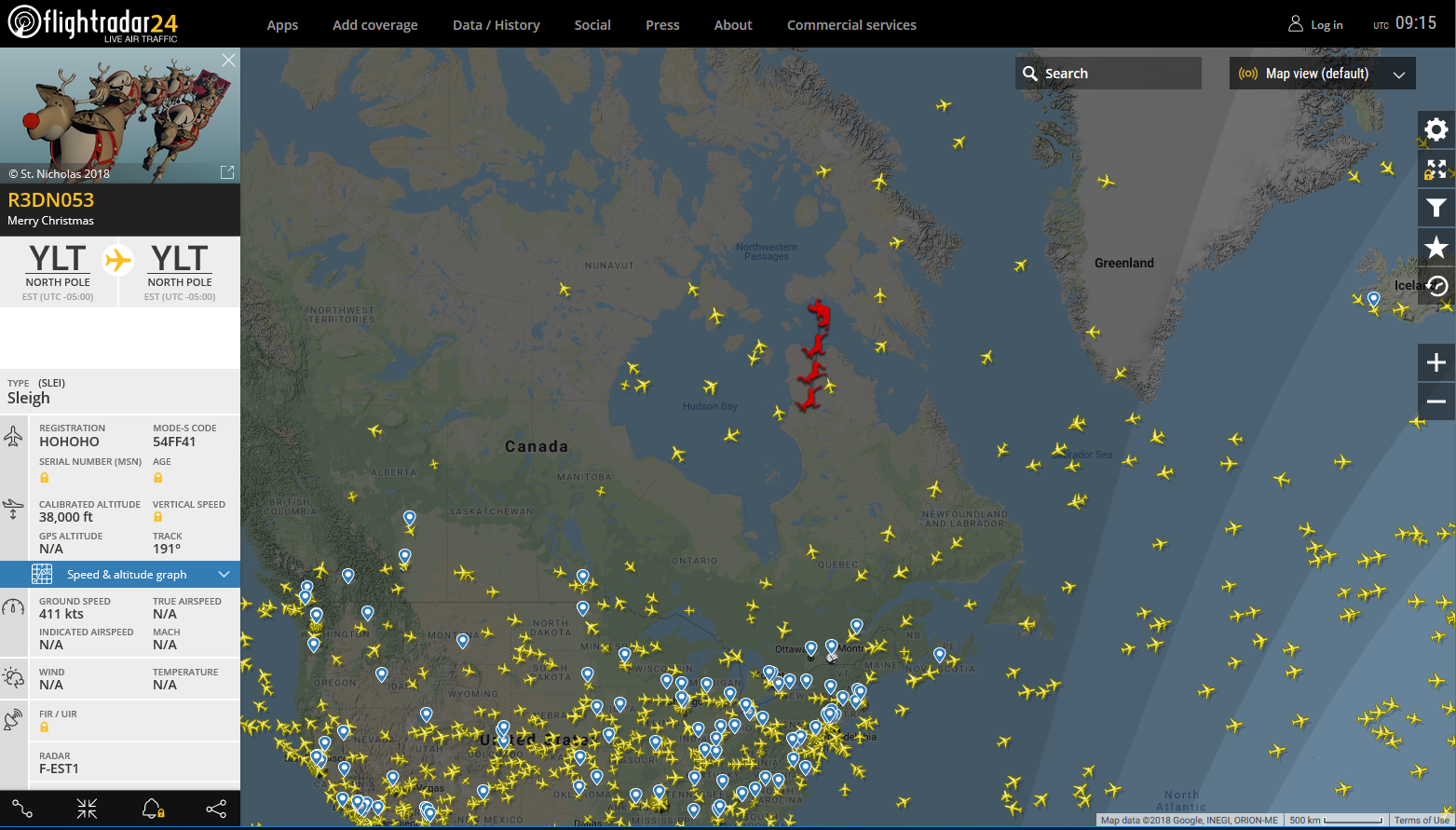 Santa's Sleigh Appears on Flight Radar - Santa Claus, My, Flightradar24, Christmas