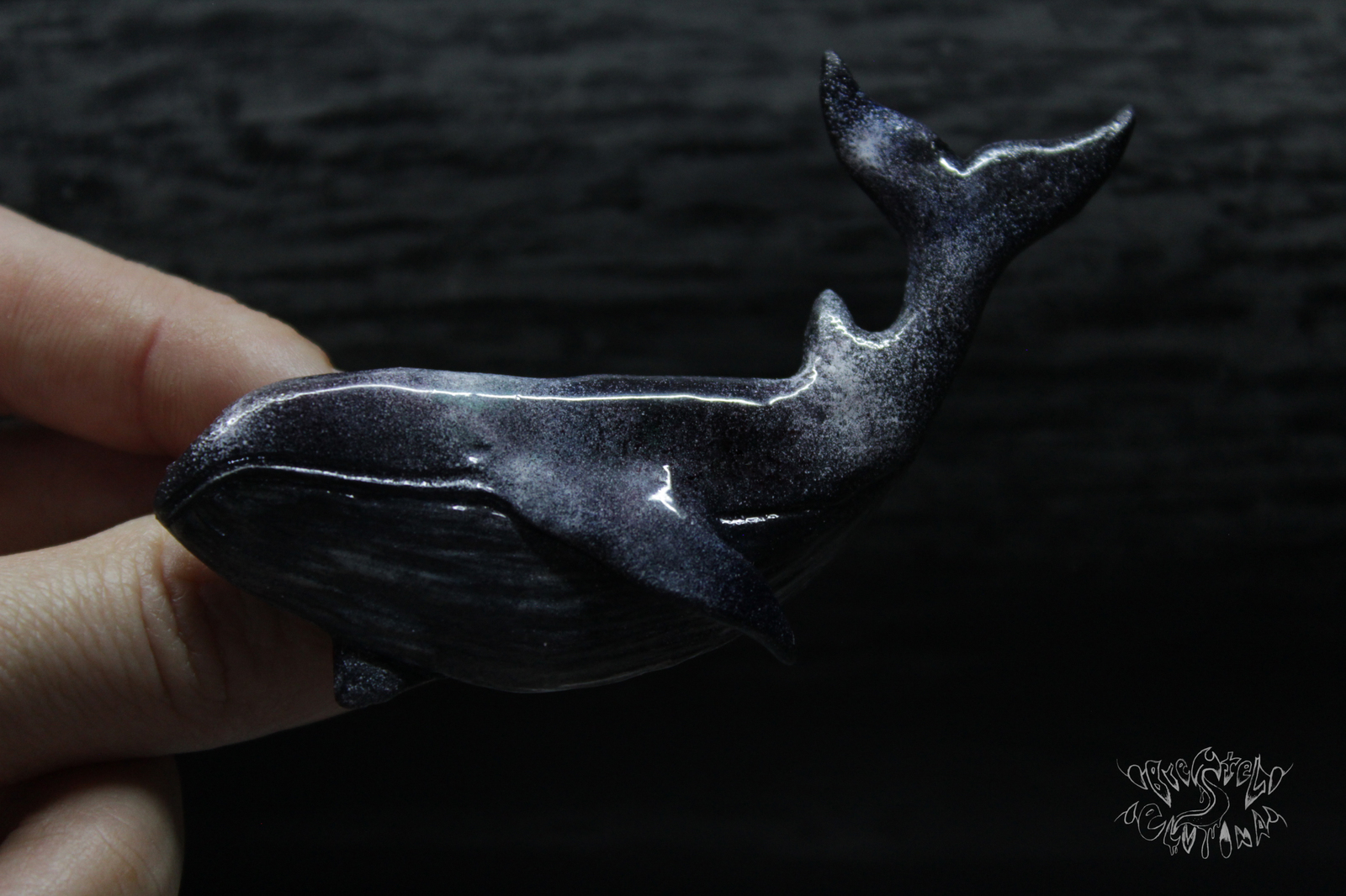 Brooch Whale - My, Polymer clay, Space, Whale, Brooch, Needlework without process