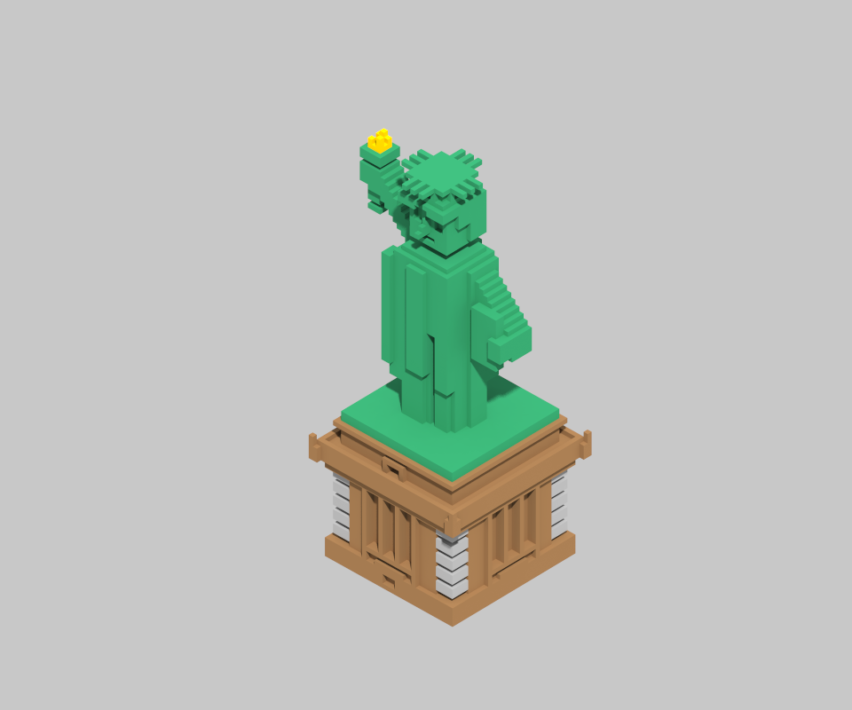 Statue of Liberty - My, Statue of Liberty, Voxelking, , USA, Magicavoxel, Longpost, Voxelart