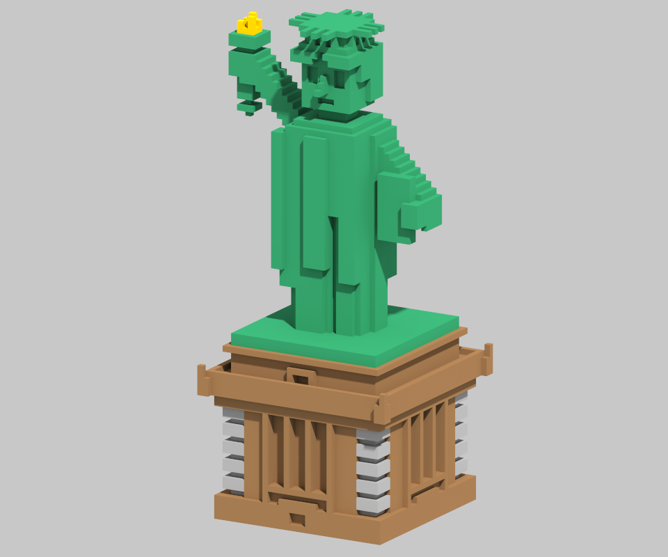 Statue of Liberty - My, Statue of Liberty, Voxelking, , USA, Magicavoxel, Longpost, Voxelart