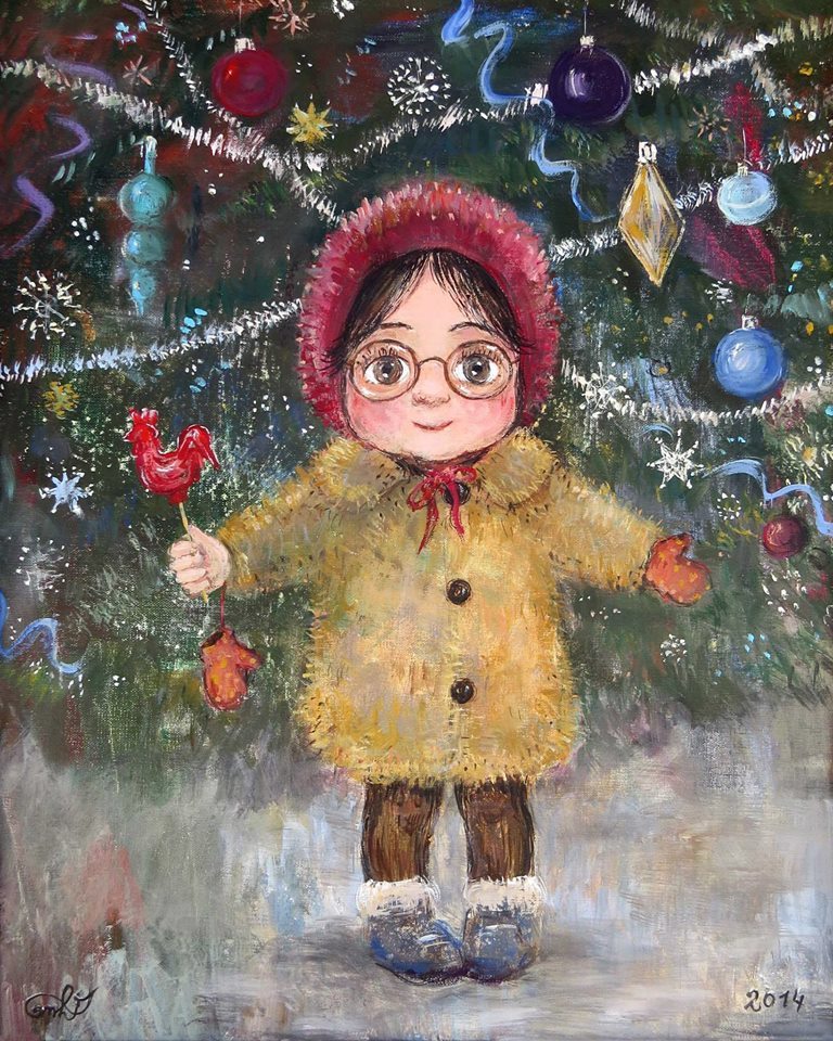 The warmth of childhood memories - Childhood, New Year, Painting, , Childhood memories, Longpost