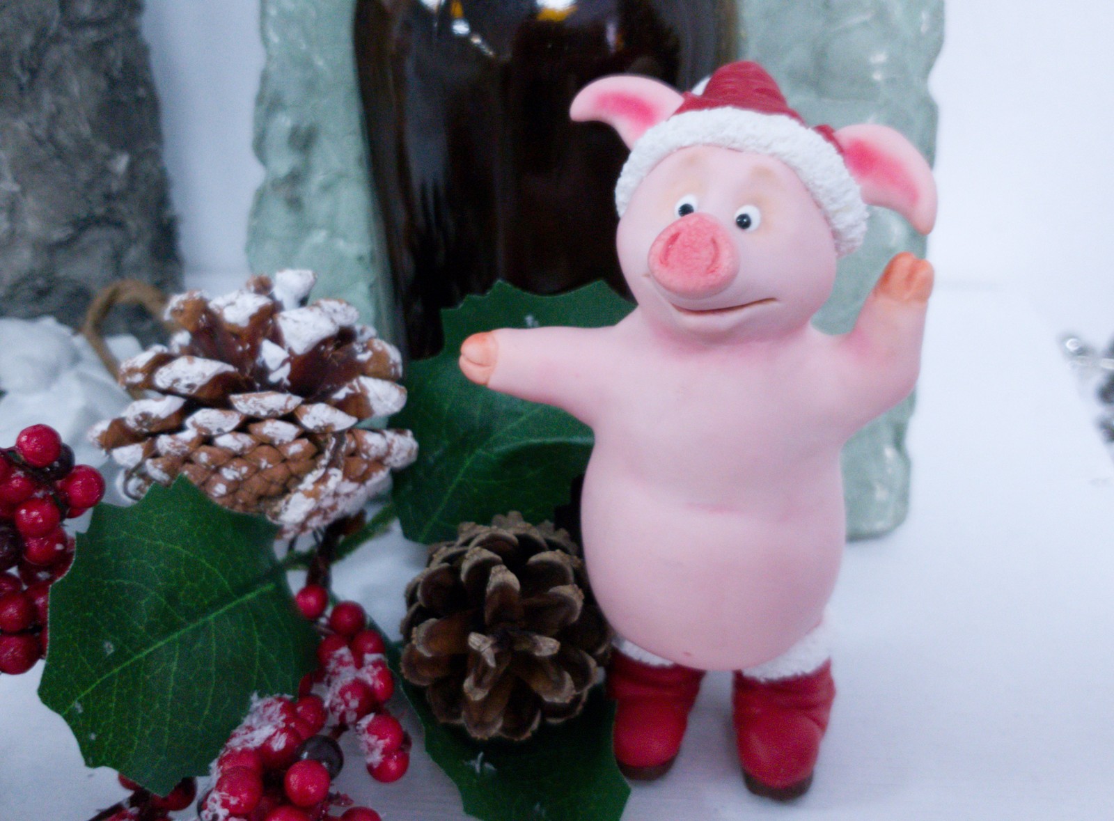 Figurine New Year's cheerful pig made of polymer clay. - My, New Year, Polymer clay, Needlework without process, Figurine, Piggy, Longpost, Figurines