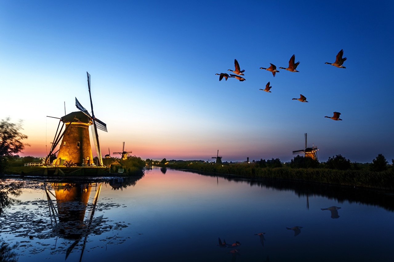 Quiet evening in Holland - The photo, Holland, Evening, Sunset, Mill, Netherlands (Holland)