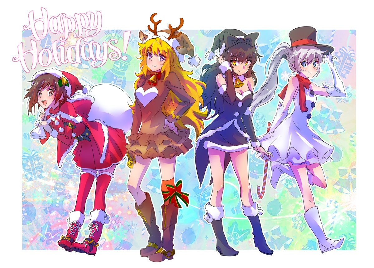 Happy Holidays! - RWBY, Team RWBY, Anime Art, Аниме, Не аниме, Арт, Сериалы, Длиннопост