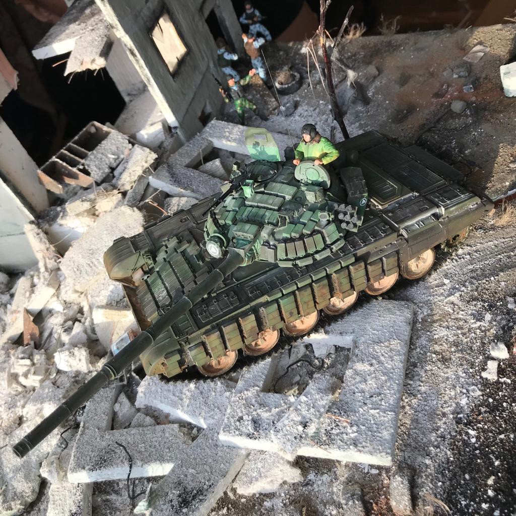 Diorama on the topic of modern conflict. - My, Modeling, Stand modeling, Diorama, Tanks, Longpost, Miniature, GIF, Video