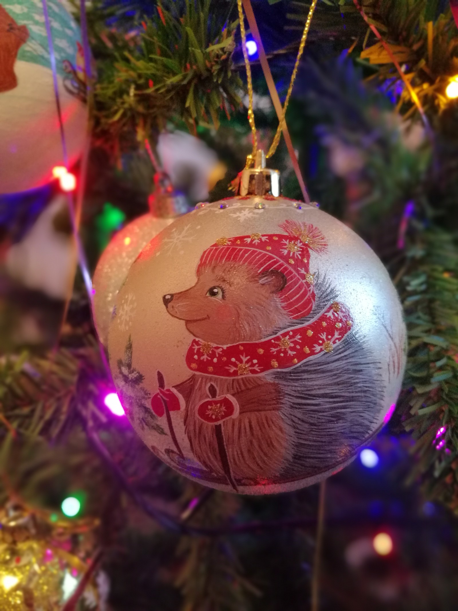 Christmas balls painting - My, Piglets, Christmas decorations, Hedgehog, Painting, Longpost