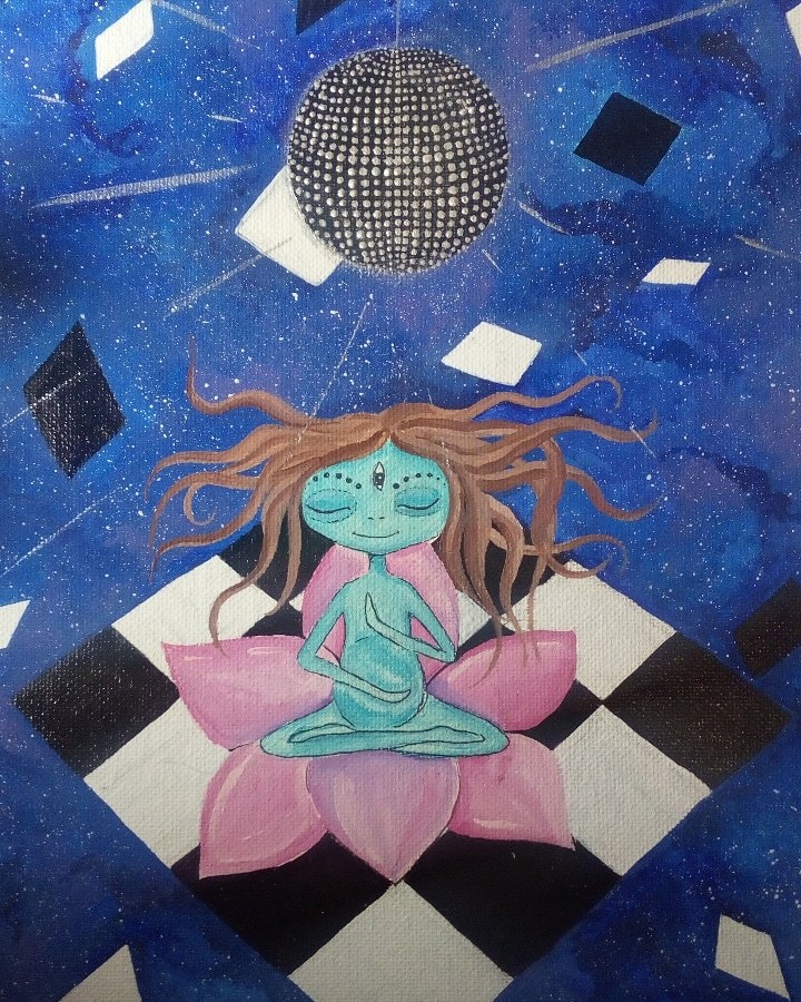 space mom - My, Acrylic, Canvas, Space, Aliens, Drawing