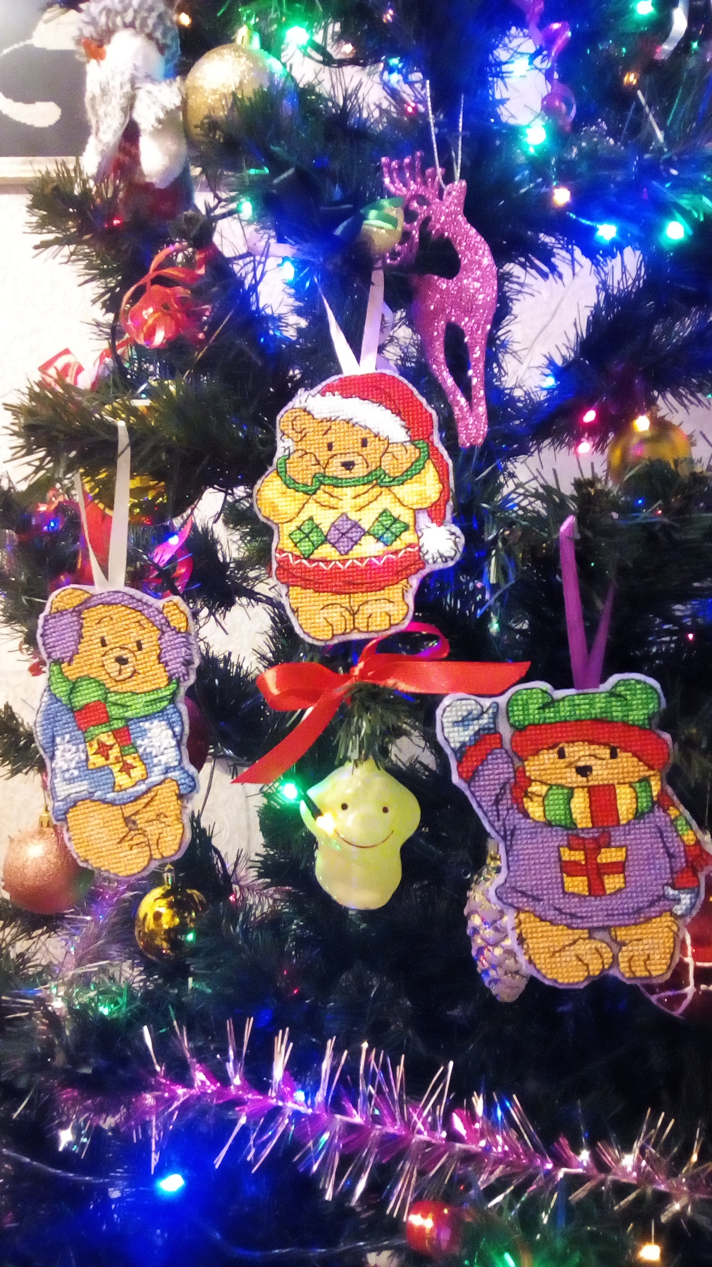 family of bears) - Cross-stitch, Christmas decorations