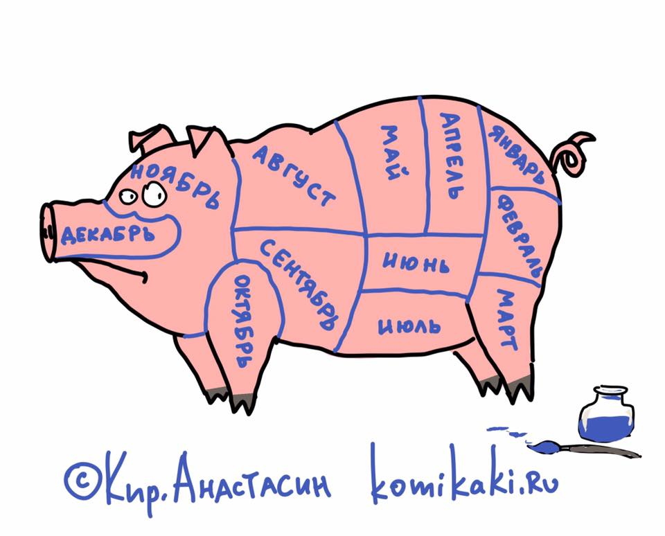 Happy New Year! - Caricature, Komikaki, Pig year, Holiday greetings