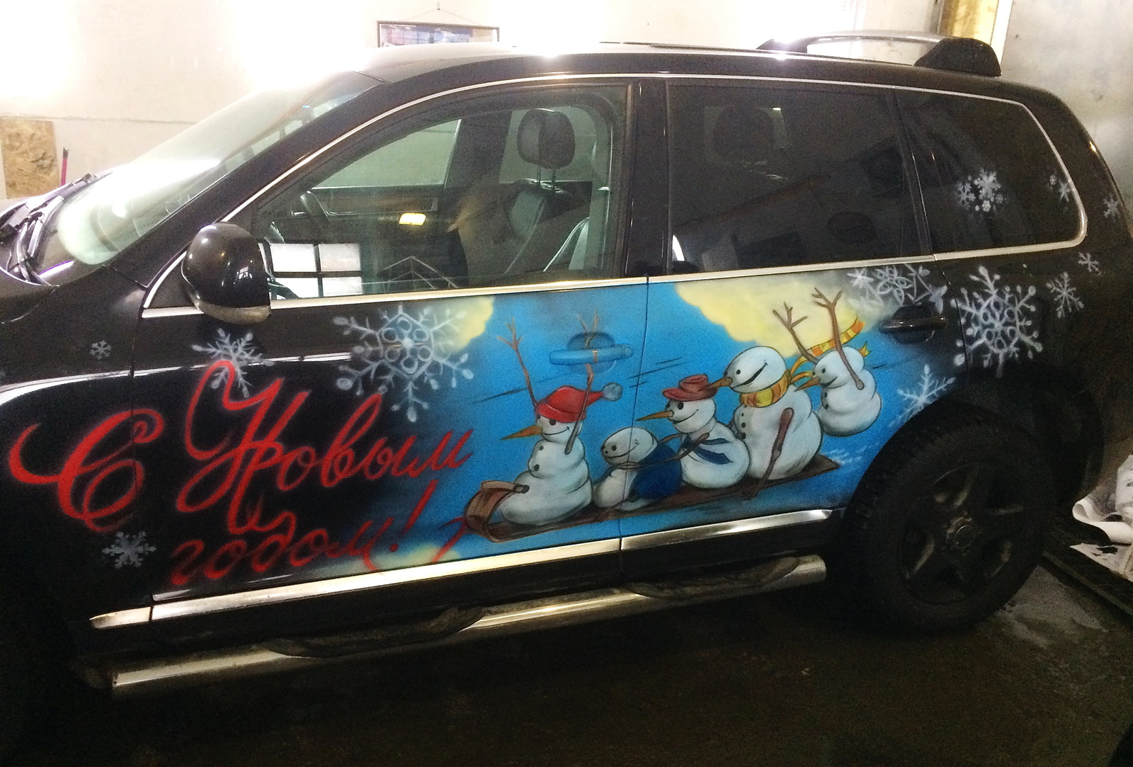 Happy New Year! - My, Airbrushing, Tyumenaero, Volkswagen Touareg, New Year, Longpost, Auto, snowman