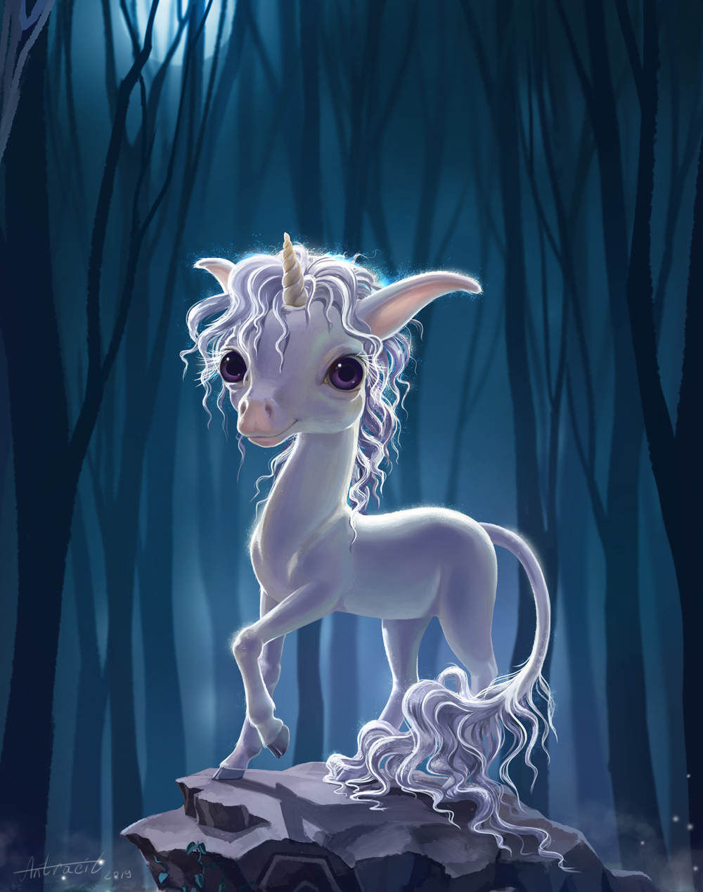 Unicorn - My, Unicorn, Computer graphics, Photoshop master, Drawing, Longpost, Digital drawing, Photoshop, Fantasy, Creatures