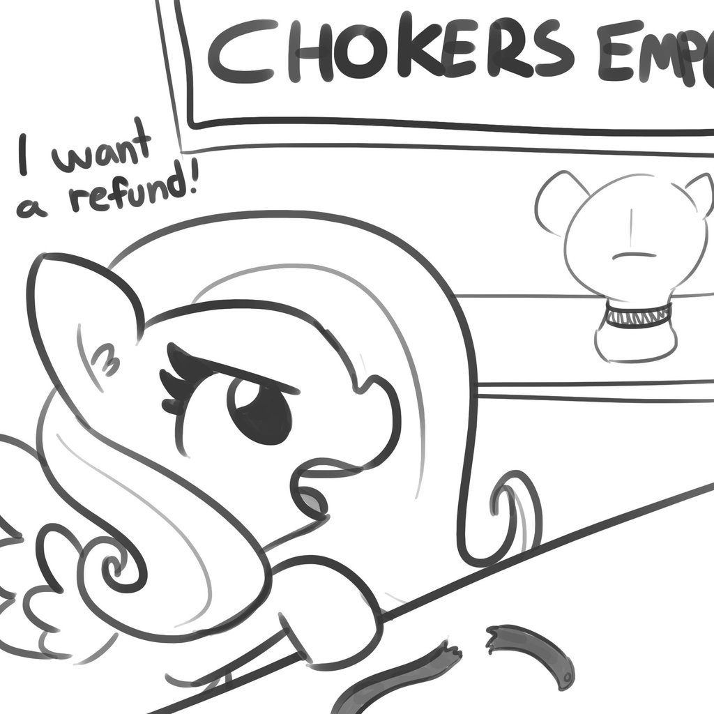 Scandal in the choker department. - My little pony, Fluttershy, Sketch, Tjpones, Choker, MLP Edge