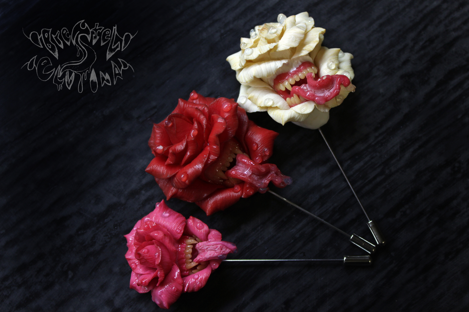 Brooch boutonniere - My, Polymer clay, Brooch, the Rose