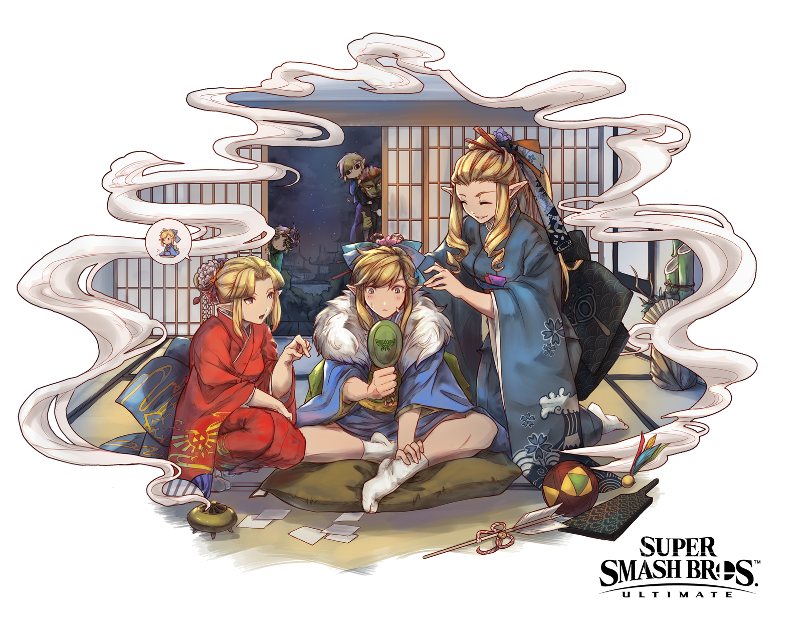 Three sisters (two) - The legend of zelda, Its a trap!, Anime art, Link