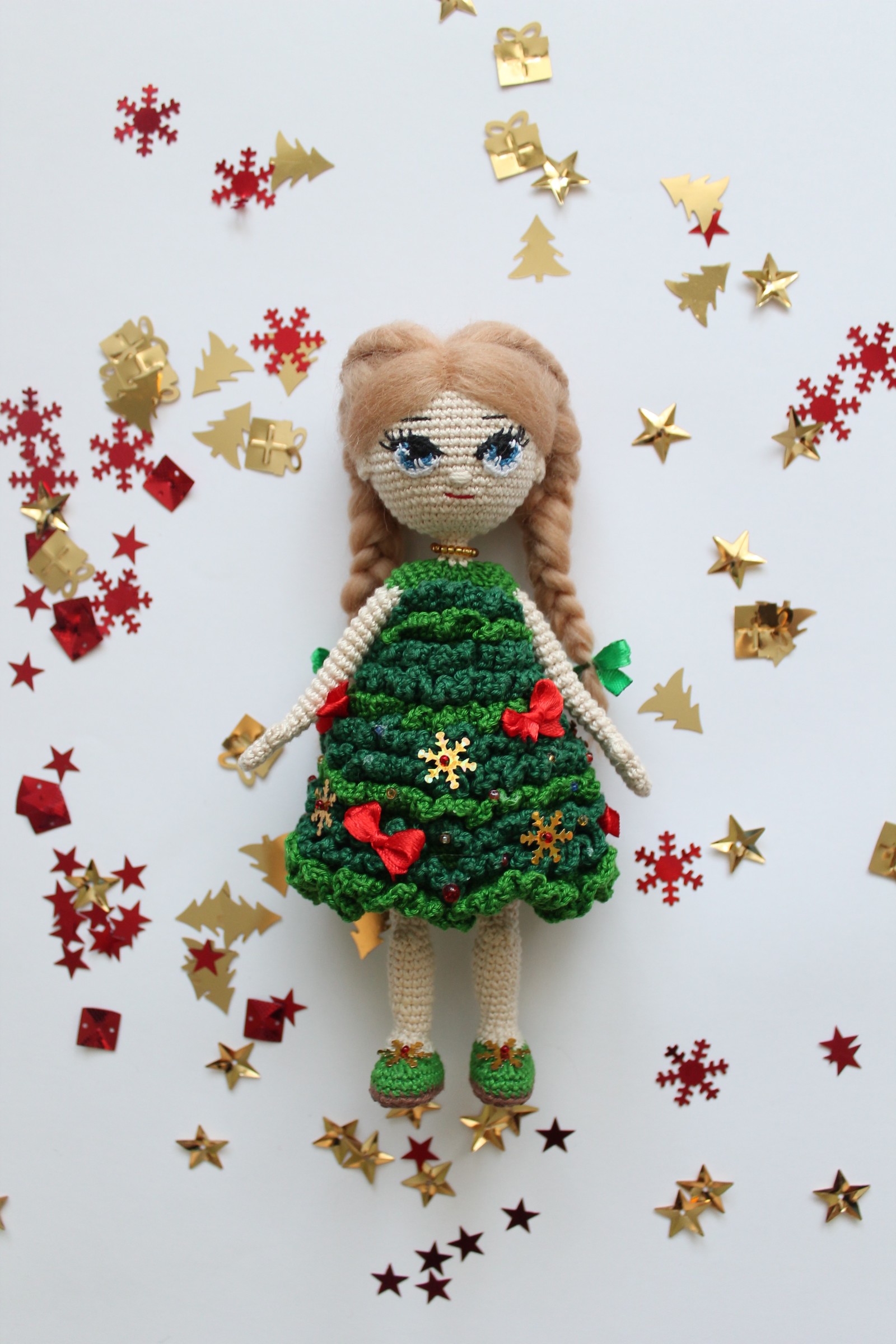 Doll dressed as a Christmas tree. - My, Needlework without process, Doll, Crochet, Longpost