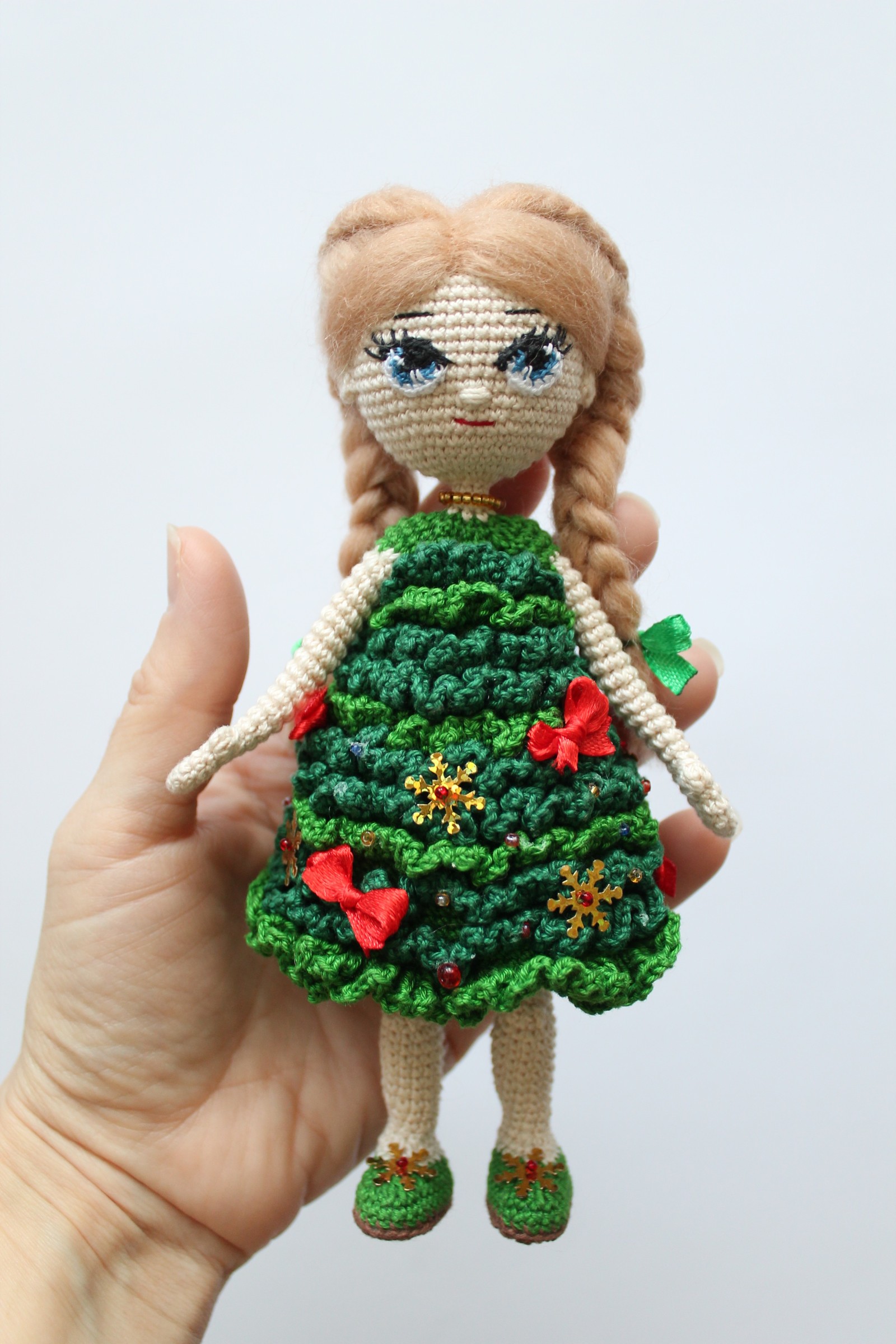 Doll dressed as a Christmas tree. - My, Needlework without process, Doll, Crochet, Longpost