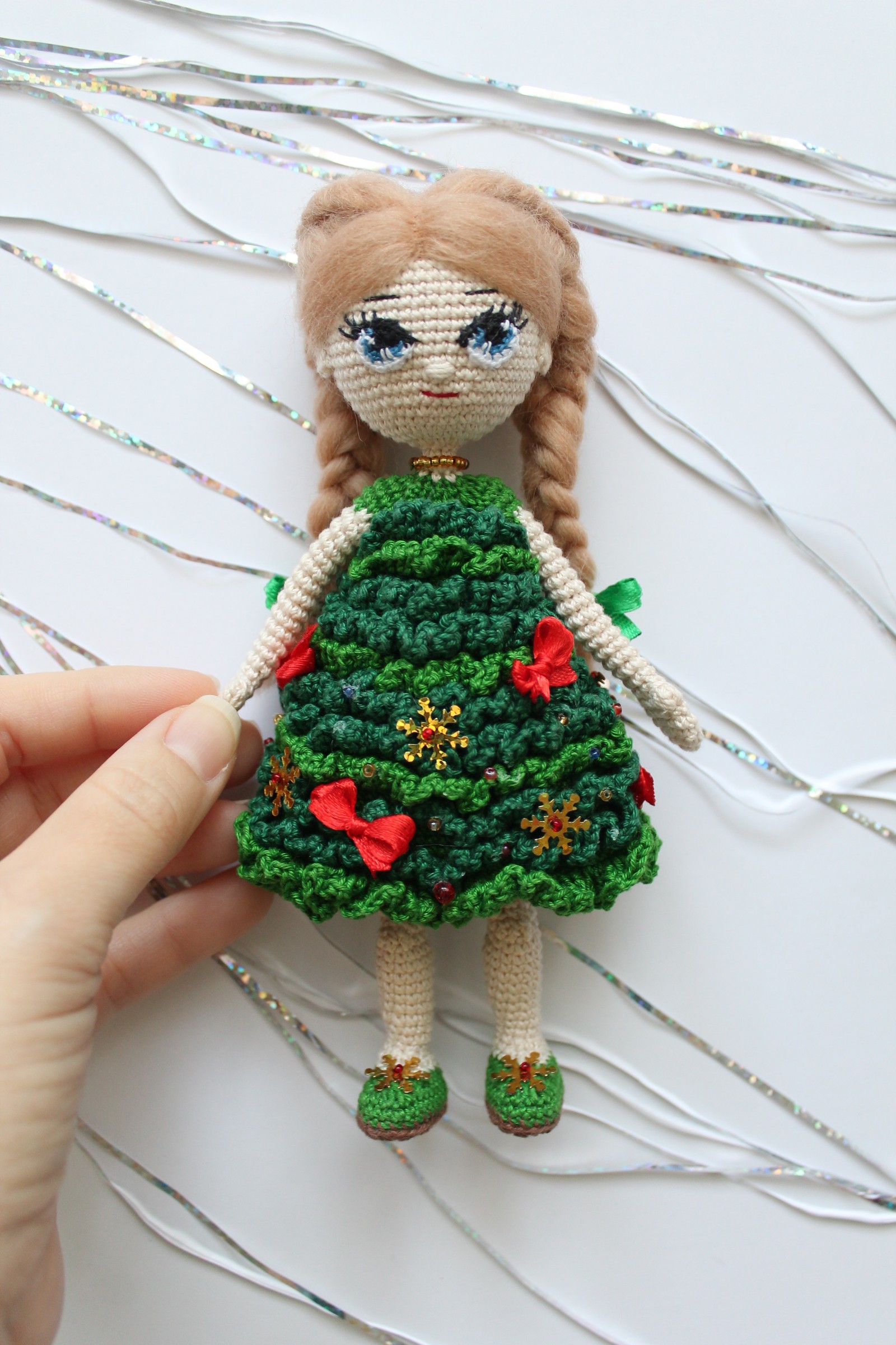 Doll dressed as a Christmas tree. - My, Needlework without process, Doll, Crochet, Longpost