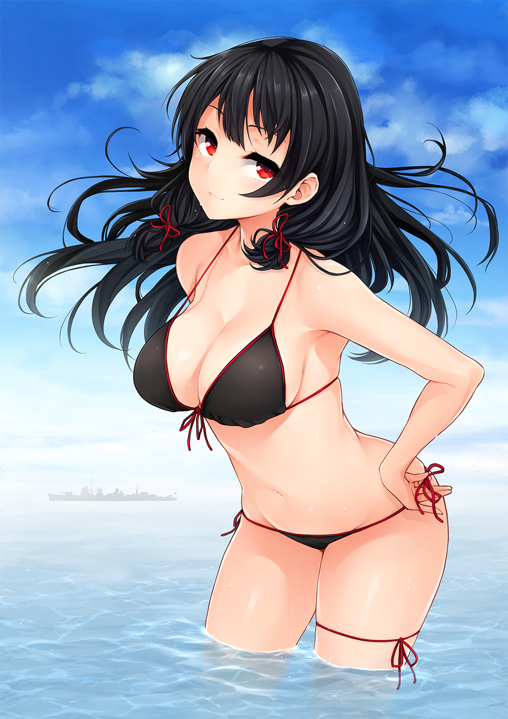 Isokaze - Kantai Collection, Isokaze, Купальник, Аниме, Anime Art