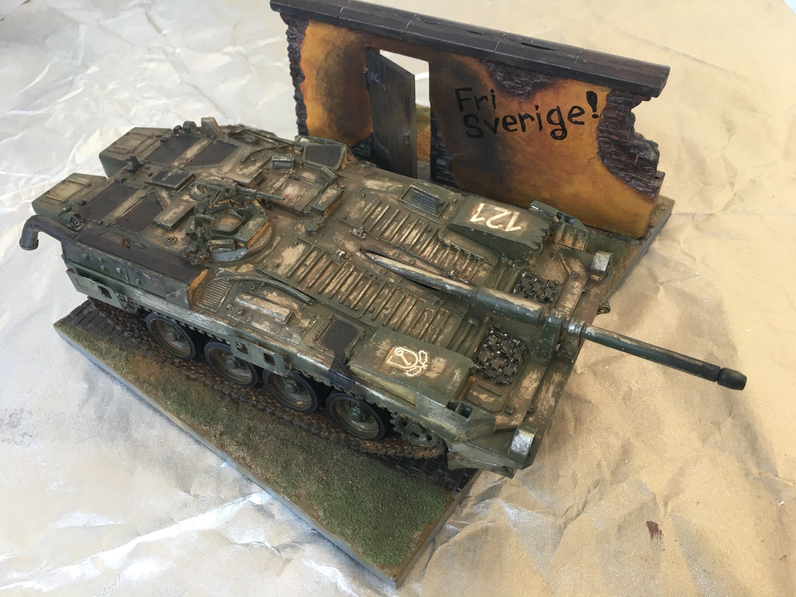 The first painting of the model. Strv 103 - My, World of tanks, Modeling, Strv-103, Tanks, Longpost