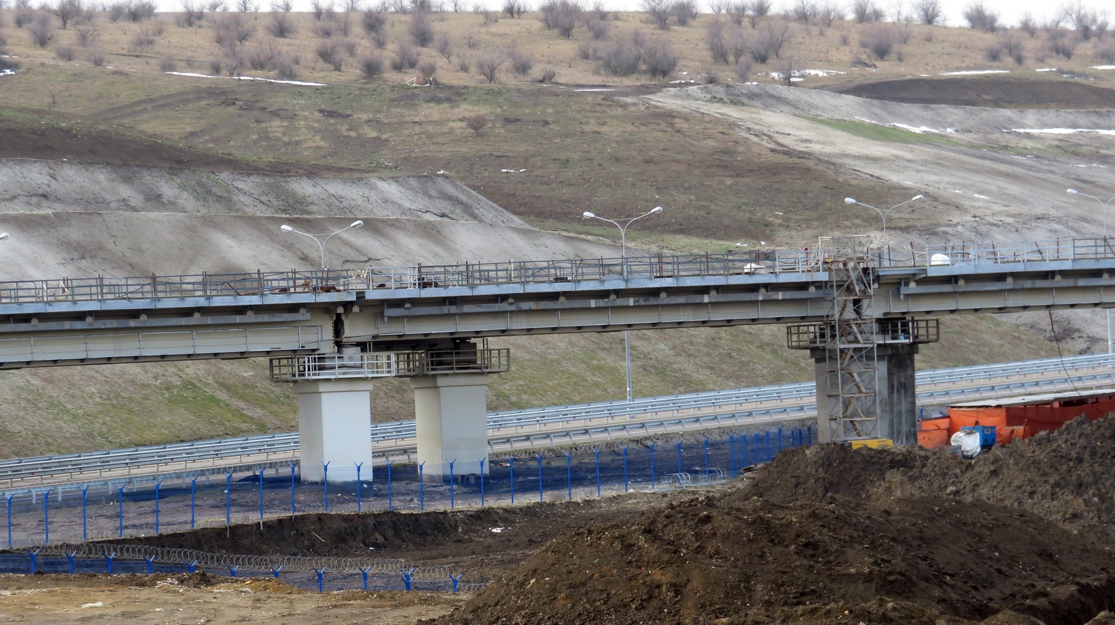 Crimean bridge. Construction of railway Approaches. Rail laying. Kerch Strait. Crimea. January 2019. - Crimea, Crimean bridge, Kerch bridge, Building, , Kerch Strait, Video, Longpost