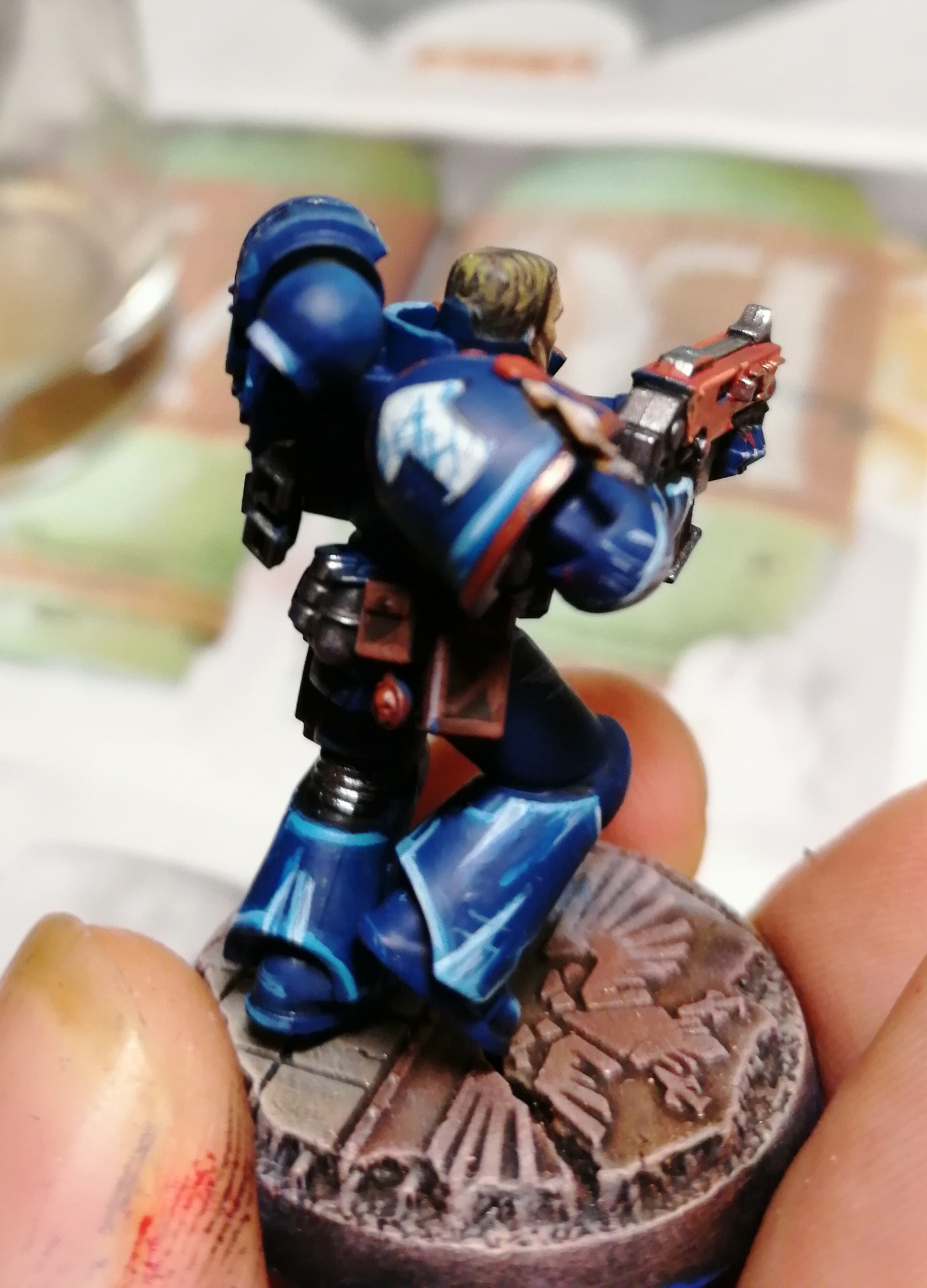 The first attempts to paint the Space Marines - My, Warhammer 40k, Space Marine, Ultramarines, Painting miniatures, Longpost