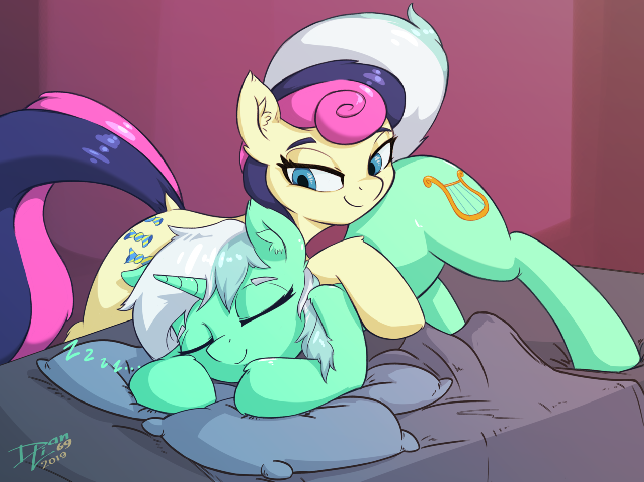 Love and Caress :3 - My little pony, Bon bon, Lyra heartstrings, Danli69