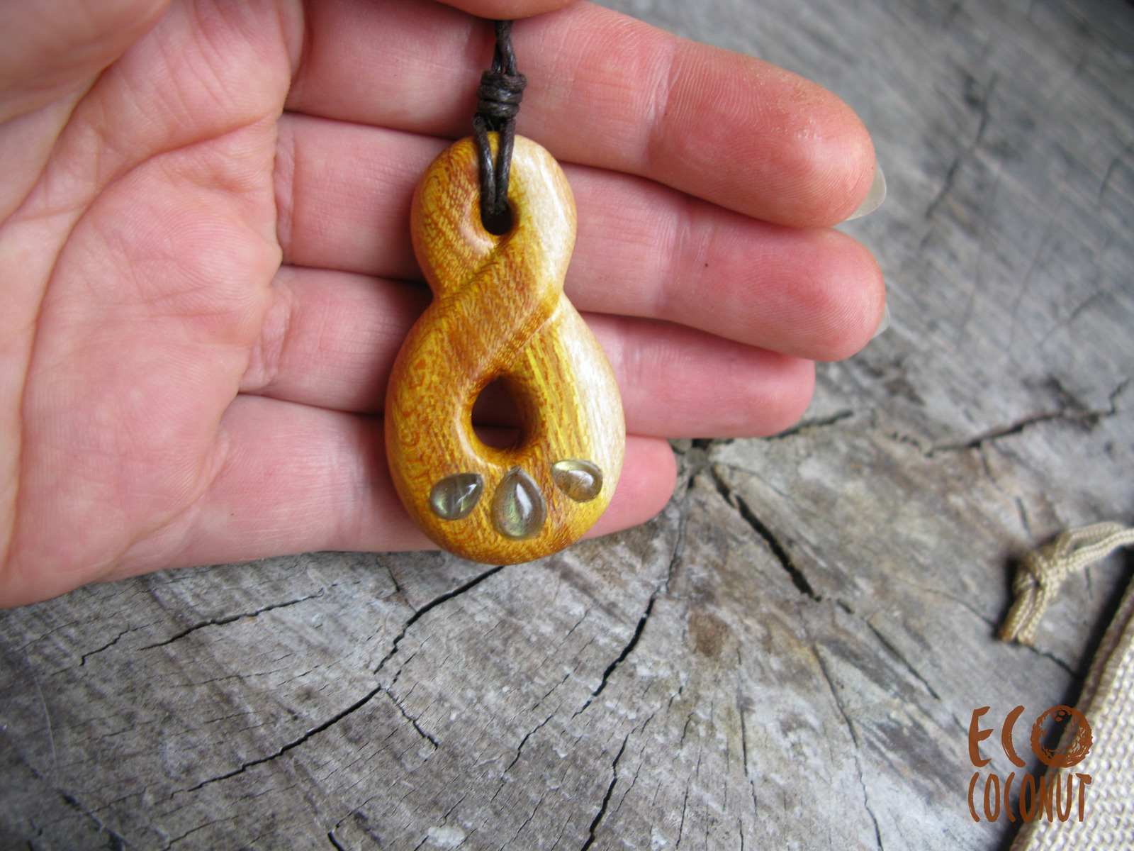 Pendant Infinity made of wood with natural stones - My, Needlework without process, , Maclure, Pendant, Wood ornaments, , Longpost