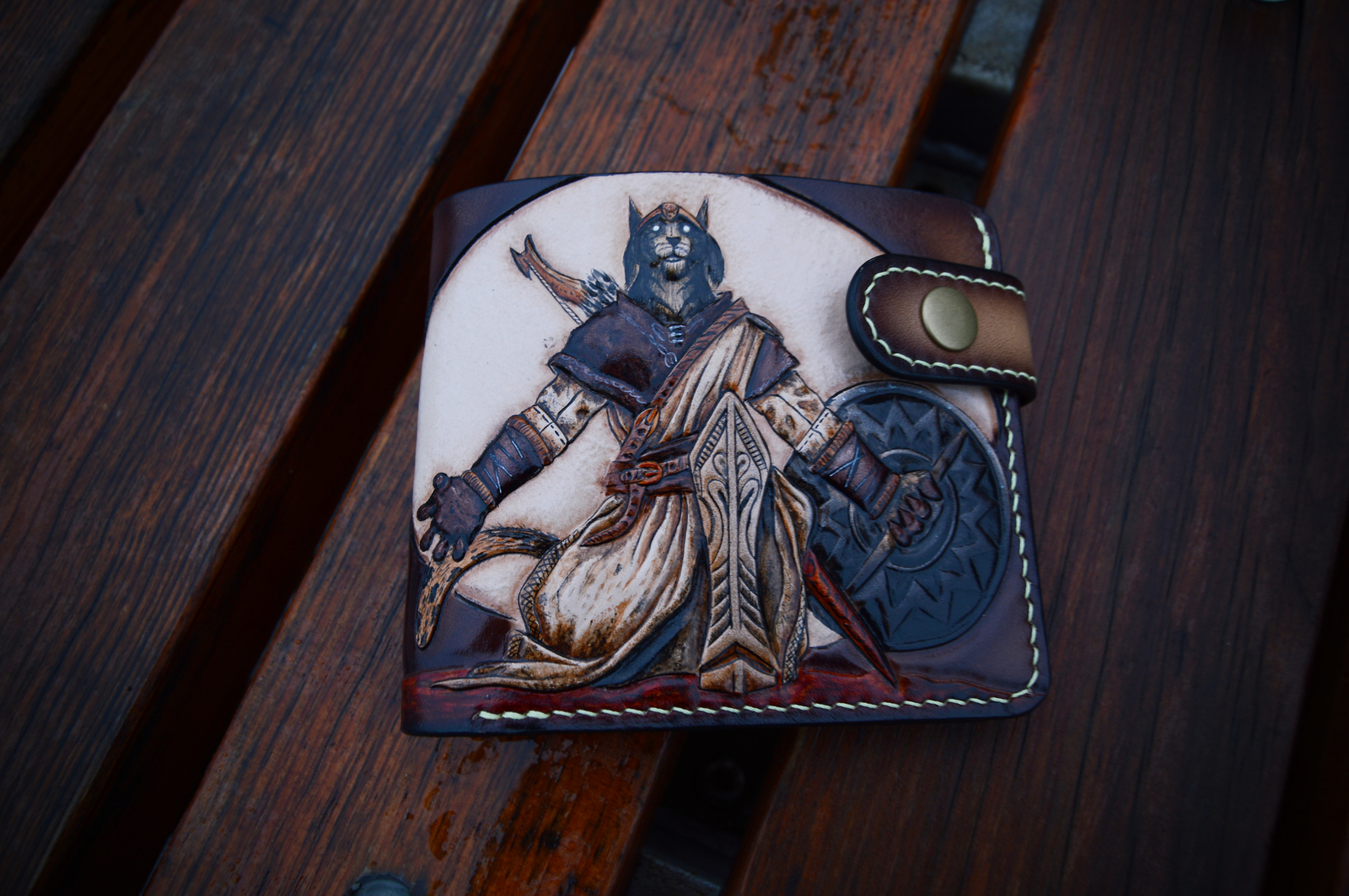 Khajiit. Wallet. - My, The elder scrolls, The Elder Scrolls III: Morrowind, Skyrim, Khajiit, Skuma, Wallet, Embossing on leather, Longpost