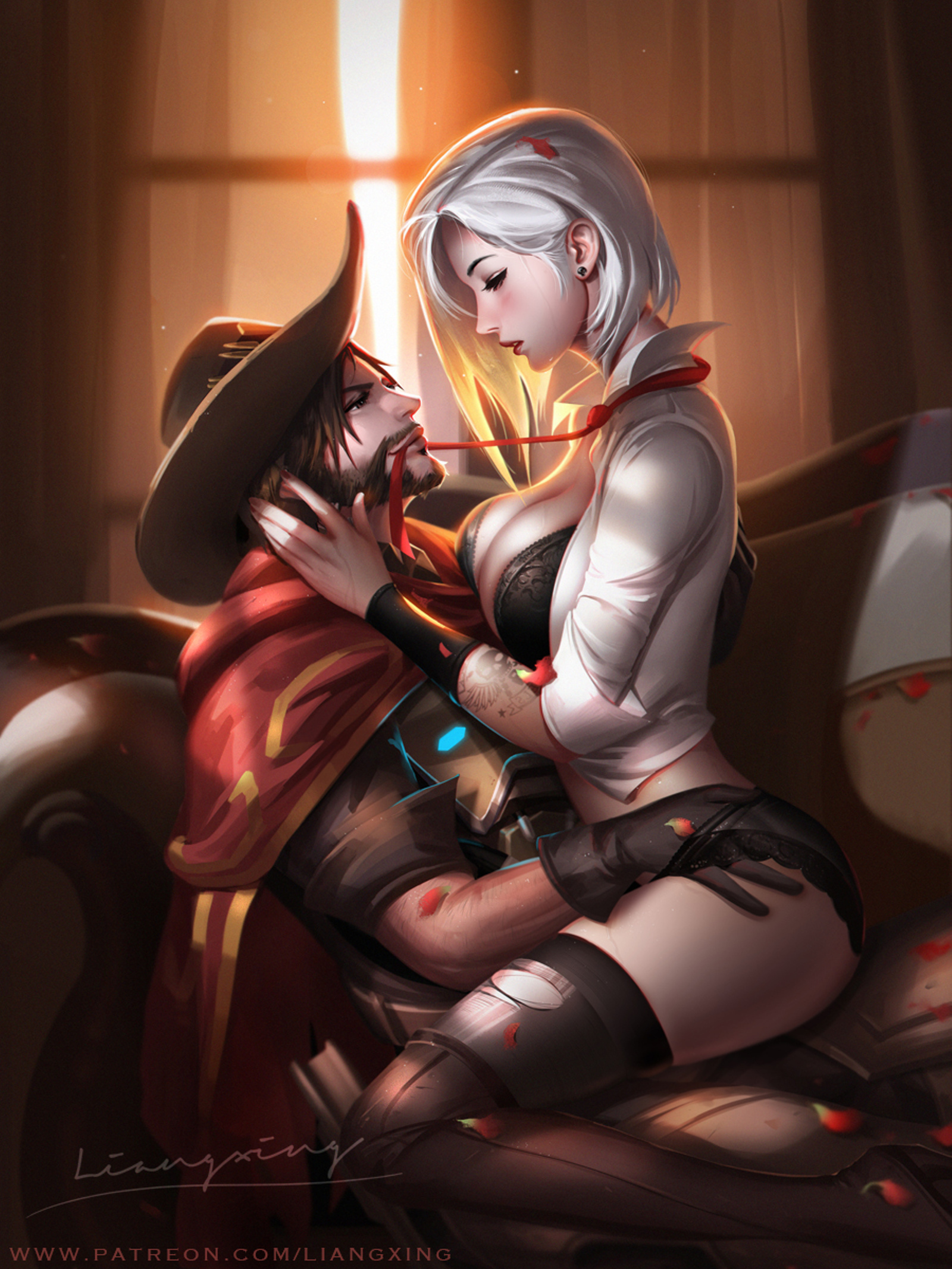 Mccree X Ashe Art - NSFW, Art, Liang xing, Overwatch, Ashe, McCree