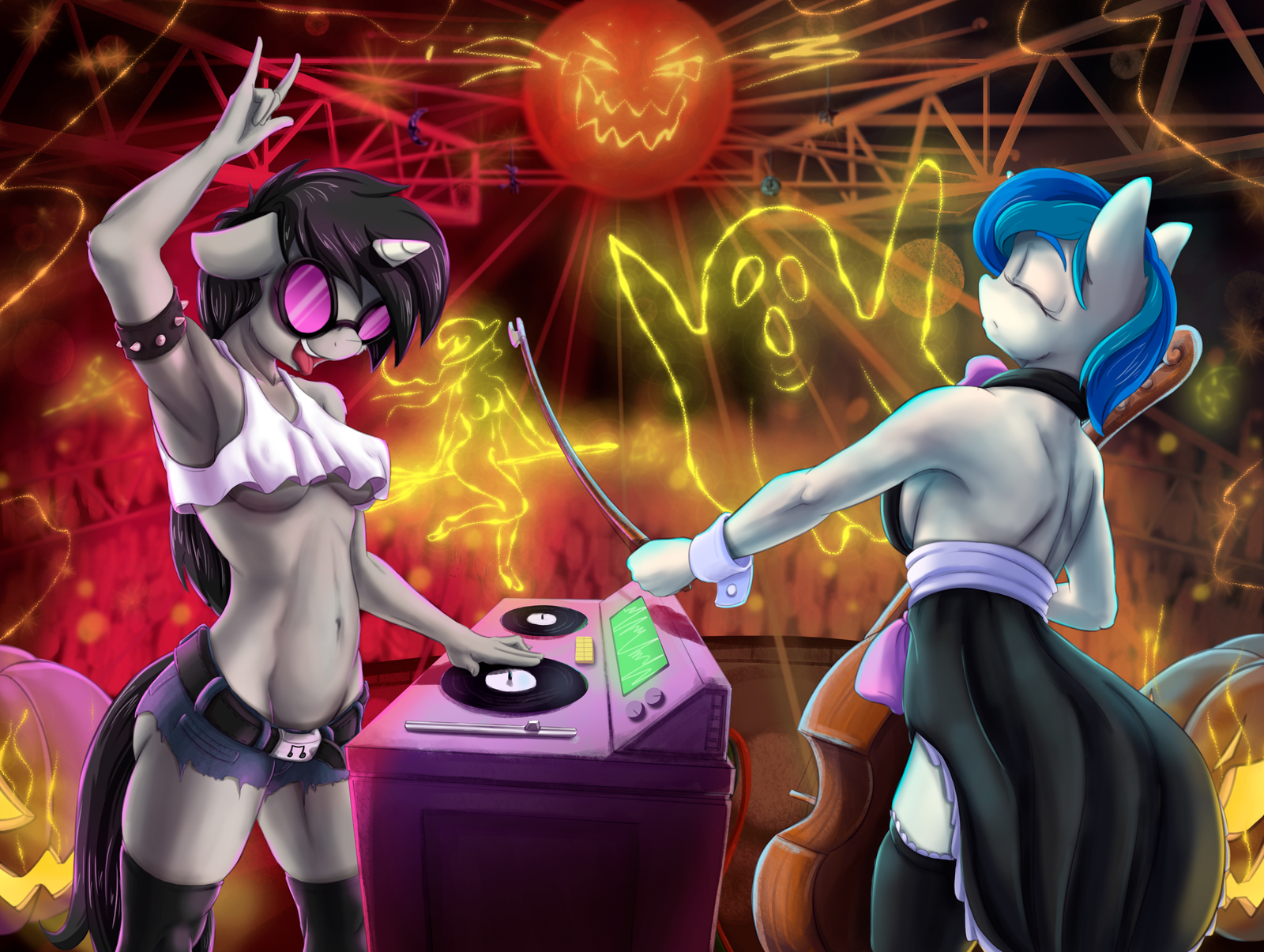 Awesome Party - NSFW, My little pony, Octavia melody, Anthro, MLP Suggestive, Alcor, Vinyl scratch