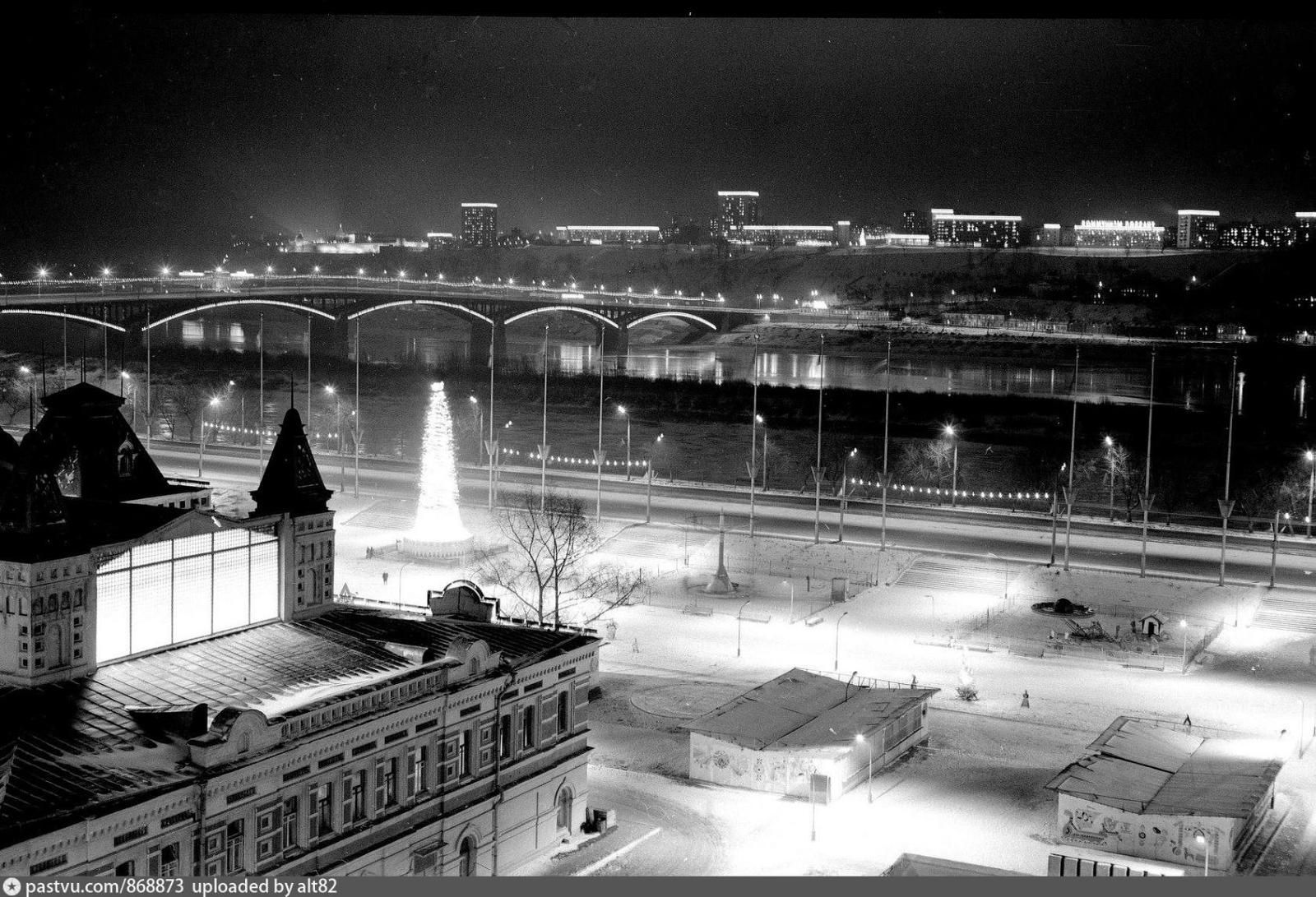 Night city Gorky - the USSR, bitter, Night filming, Illuminations, Longpost, Old photo