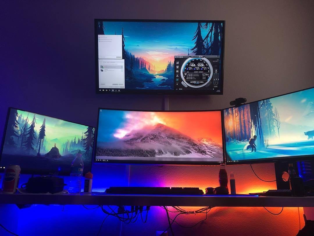 Gaming Setup - Desktop, Computer games, Gaming PC, Gamers, Backlight