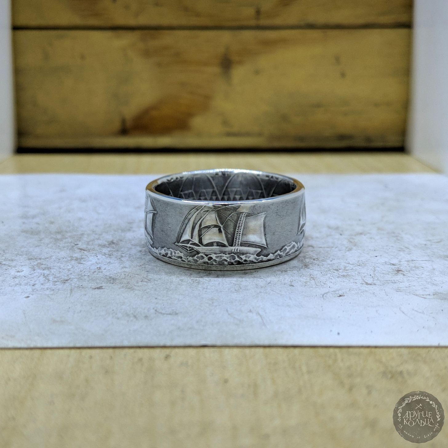 Nautical themed coin ring - My, Ring, Coin, Decoration, Longpost, Needlework without process