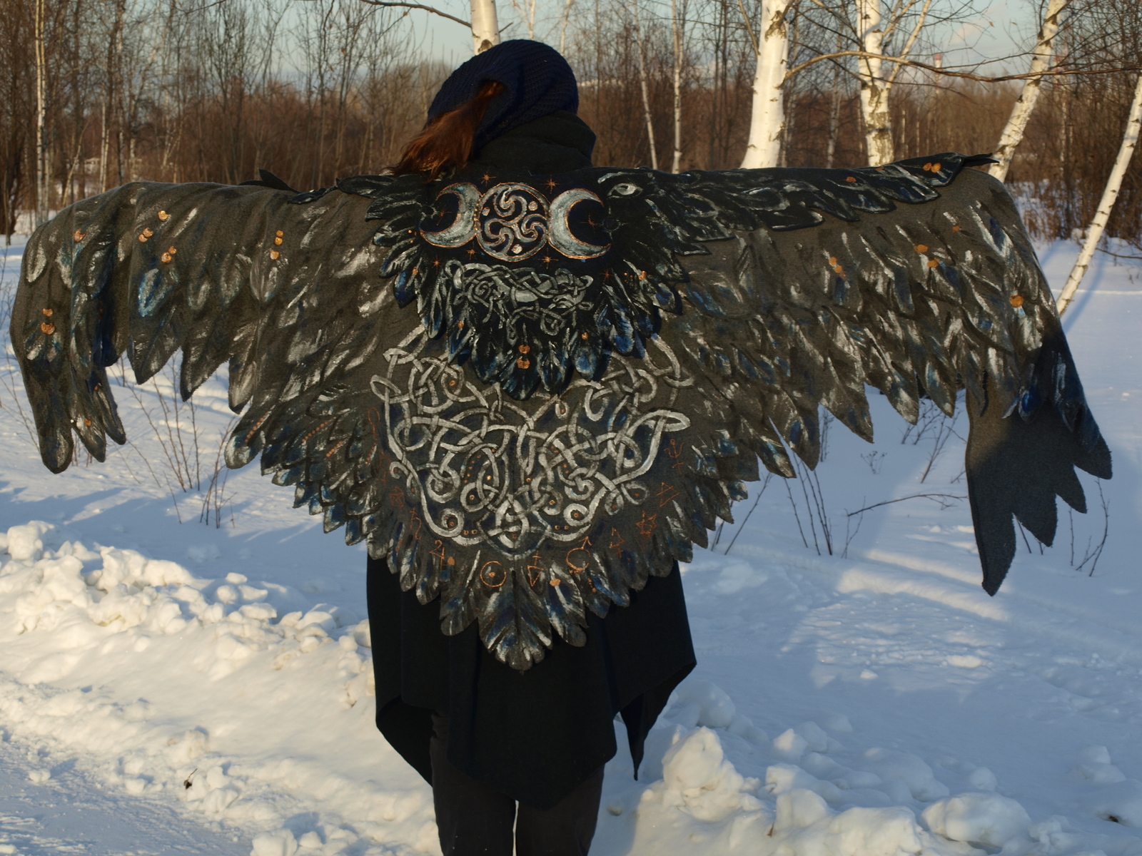 shawl wings - My, Kai Yara, Shawl, Wings, Fantasy, Boho, , Winter, Needlework without process, Longpost
