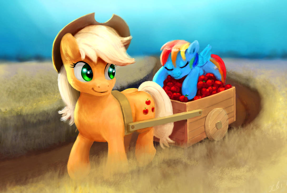 Яблоко\Дэши возка - My Little Pony, Rainbow Dash, Applejack, Xbi