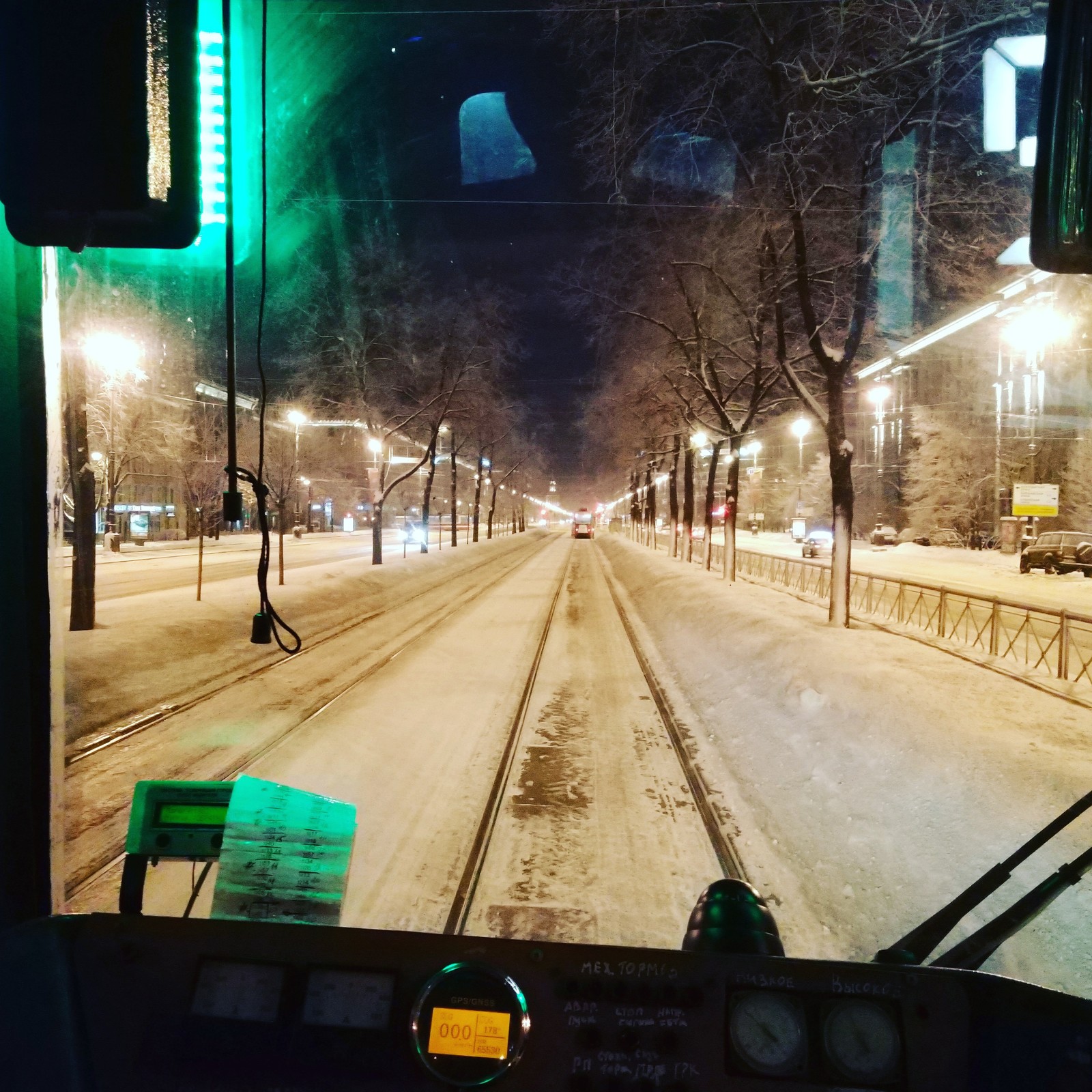 How does your day start? - My, Good morning, View from the cockpit, Tram, Saint Petersburg, Winter, Moscow avenue