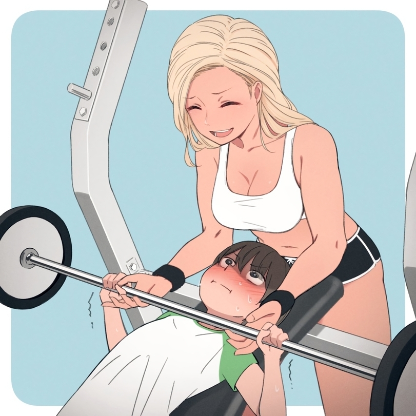 Workout with a personal trainer - Kemuri Haku, Anime art, Sports girls, Art