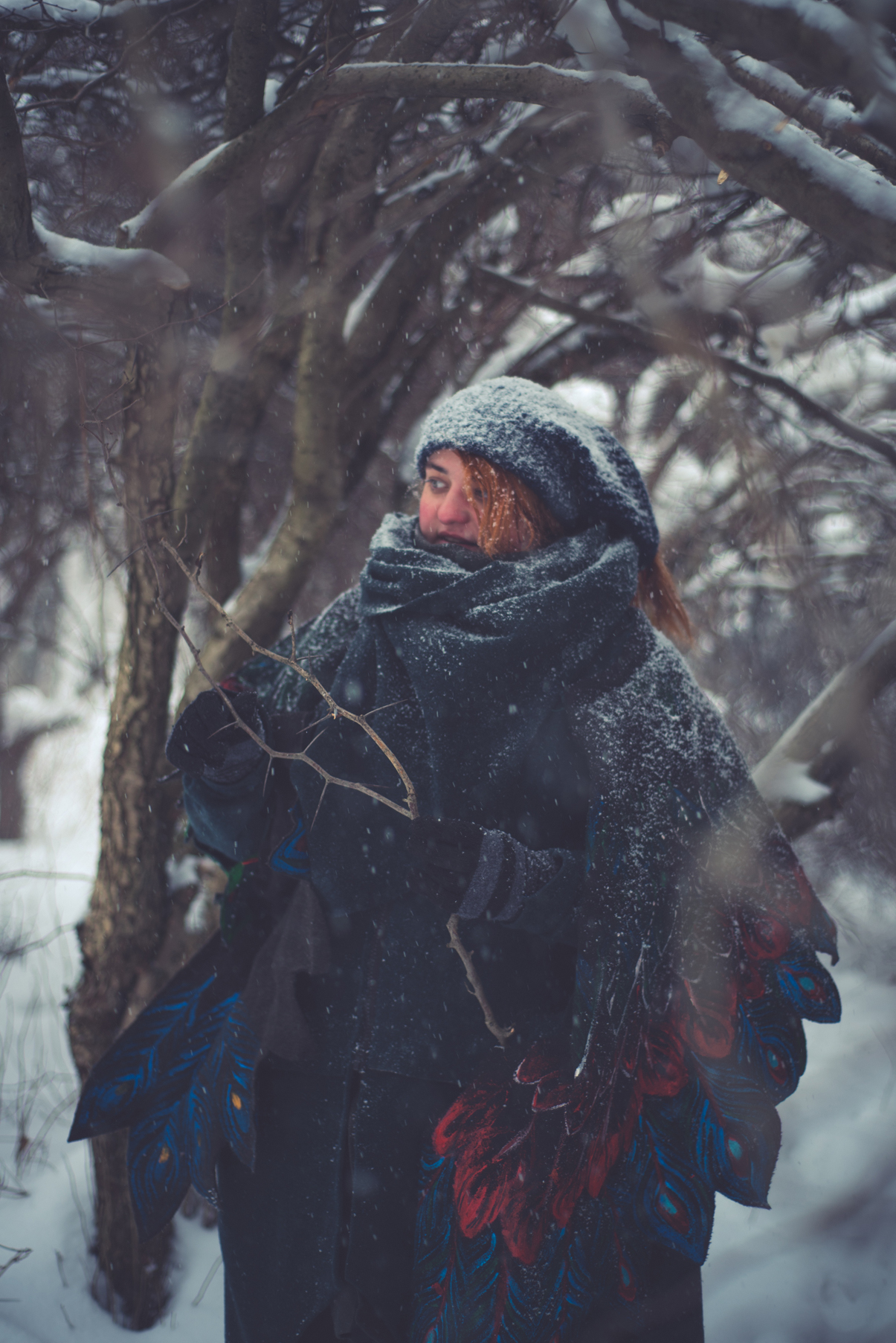 Shawl Wings #2 (or the vicissitudes of filming in the snow) - My, Kai Yara, Wings, Shawl, Boho, , Winter, Longpost