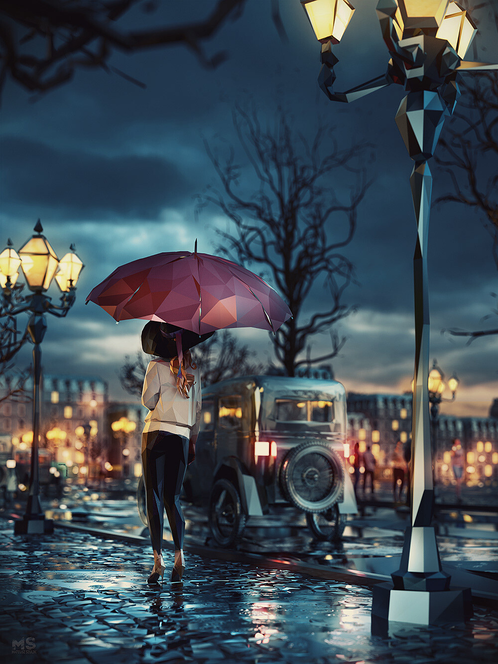 Rain - Art, Render, Rain, Paris, 3D, 